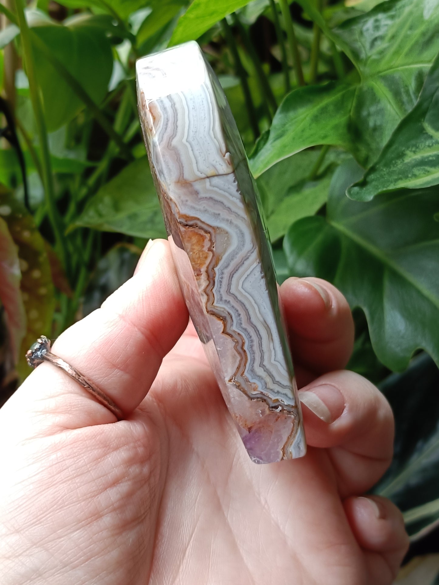 Amethyst & Mexican Lace Agate Heart - 356g