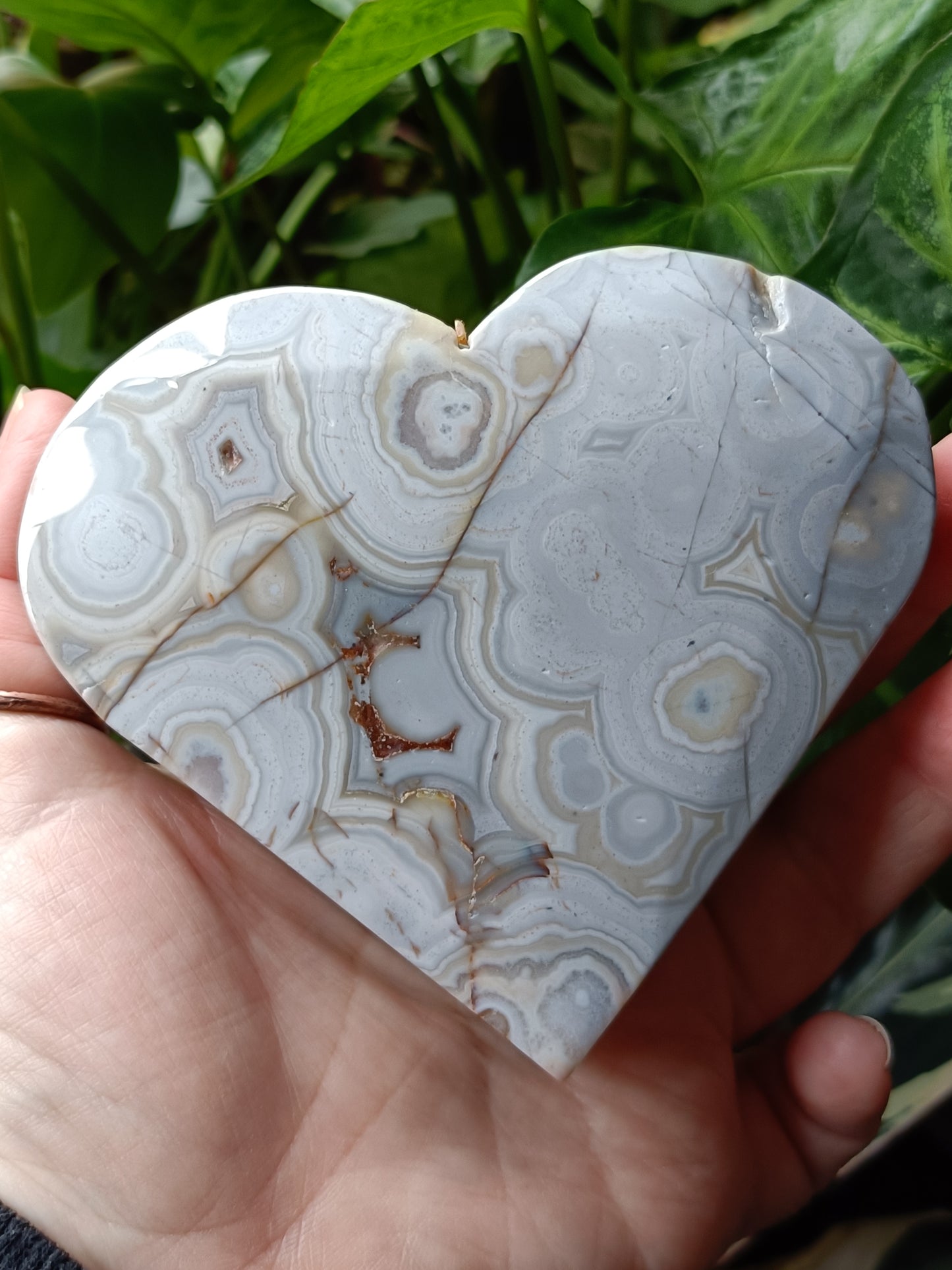 Amethyst & Mexican Lace Agate Heart - 356g