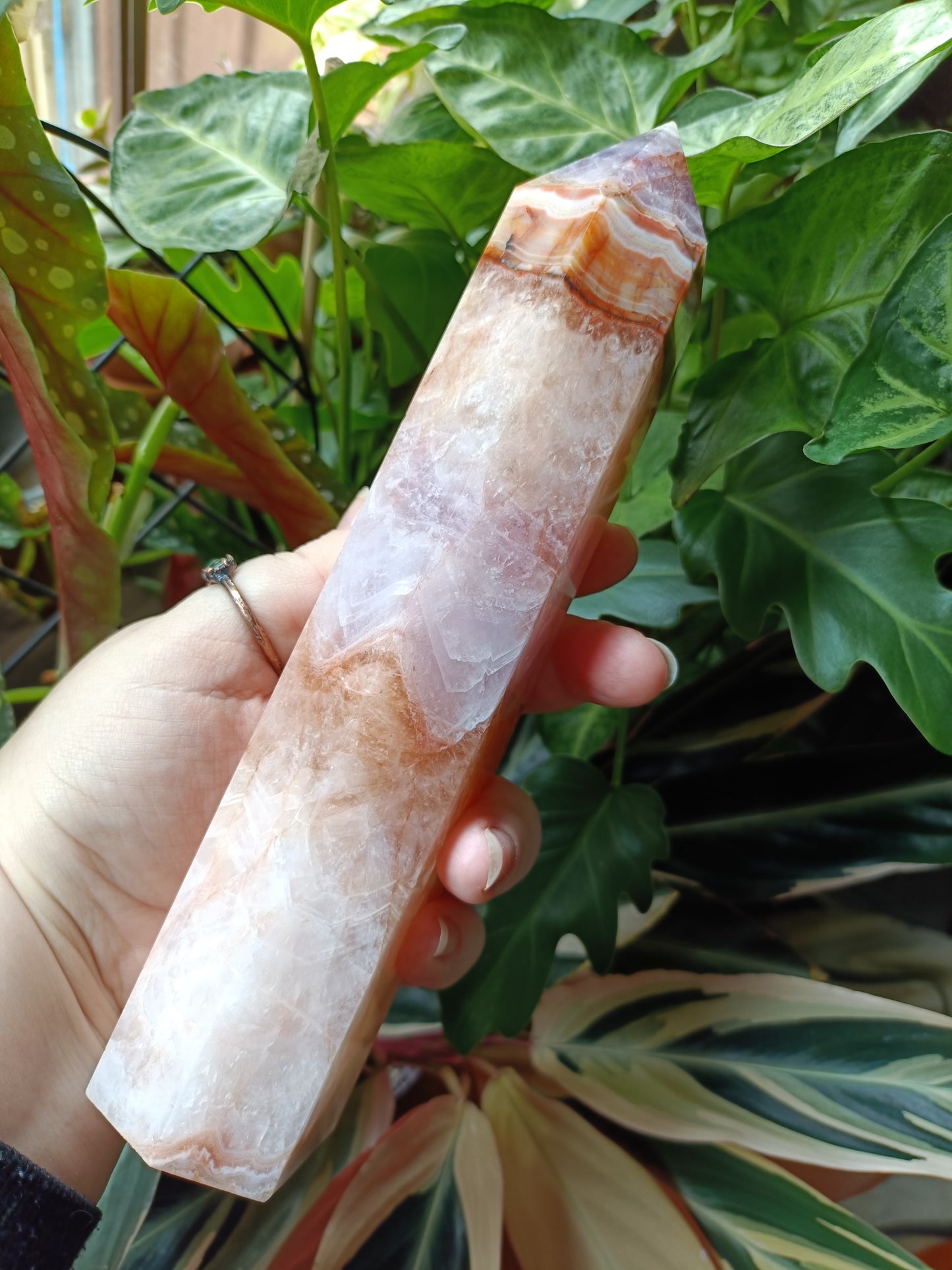 Amethyst & Mexican Lace Agate Tower - 903g