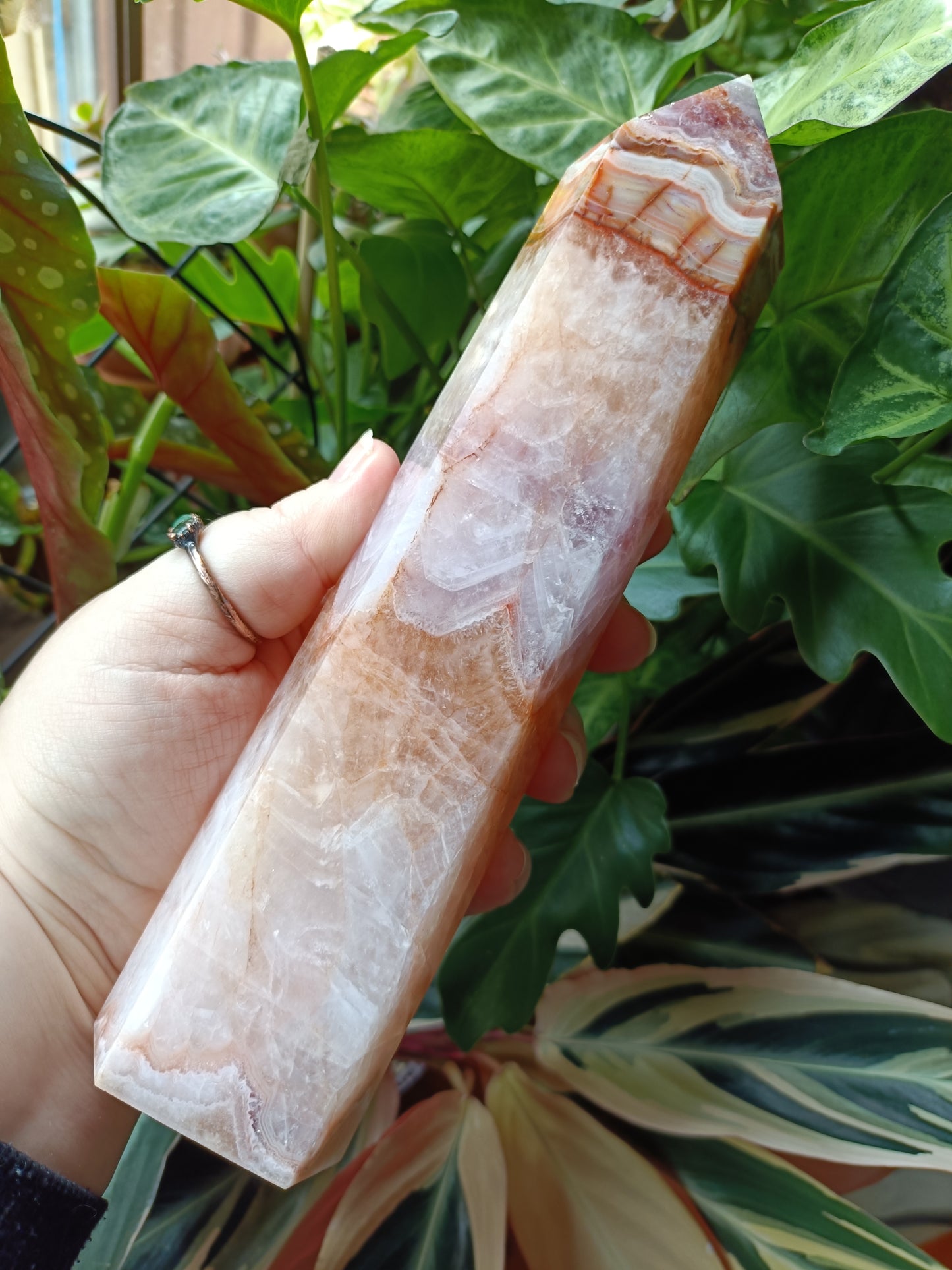 Amethyst & Mexican Lace Agate Tower - 903g