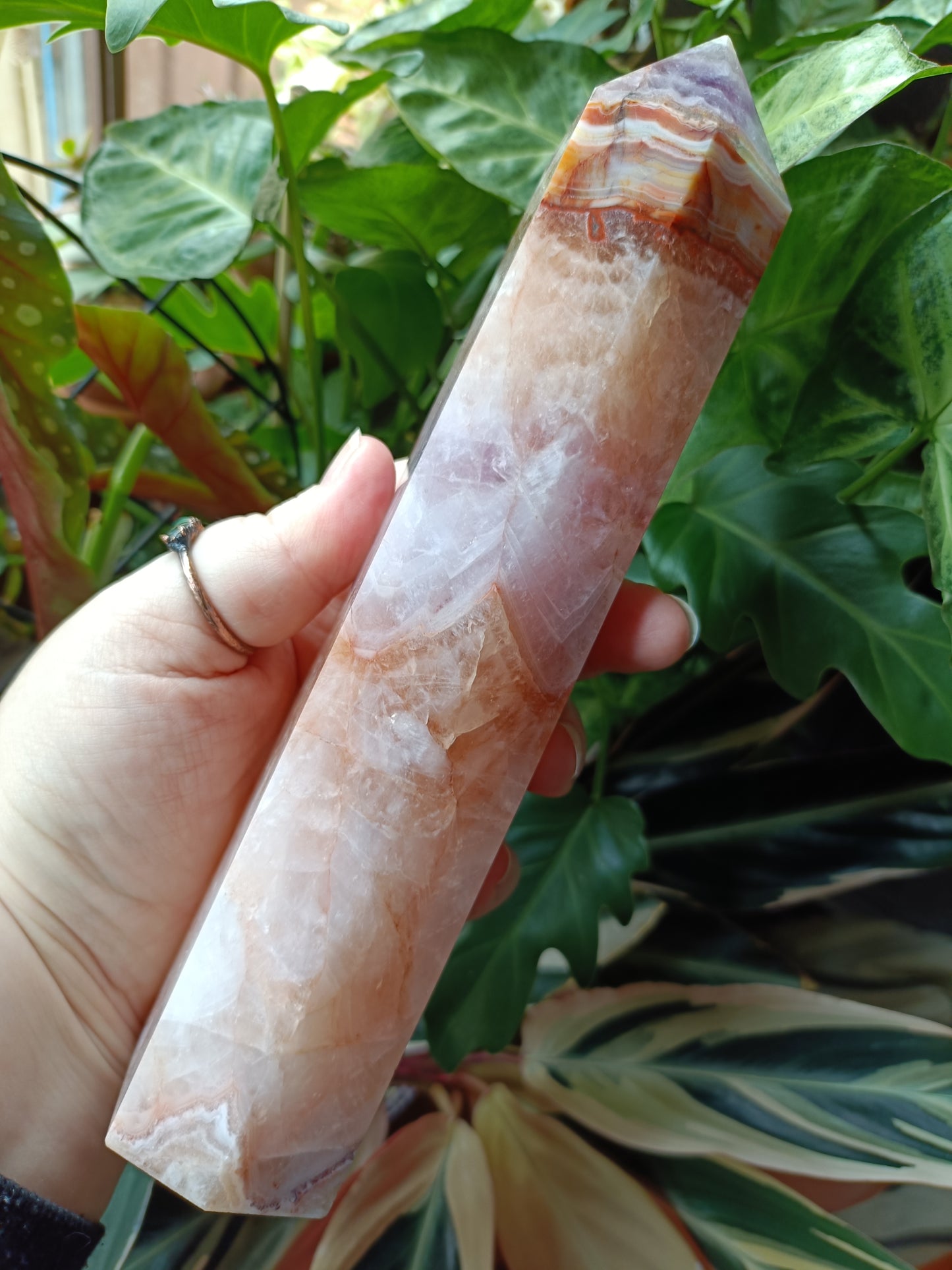 Amethyst & Mexican Lace Agate Tower - 903g