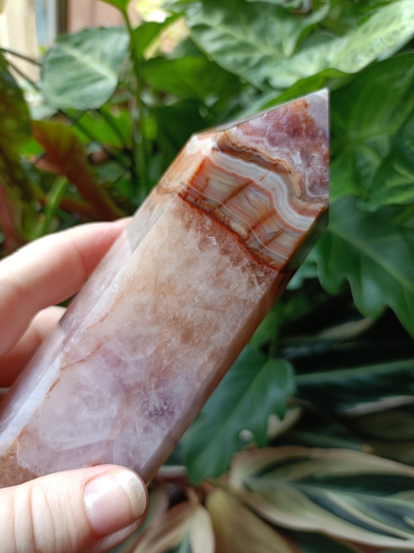 Amethyst & Mexican Lace Agate Tower - 903g