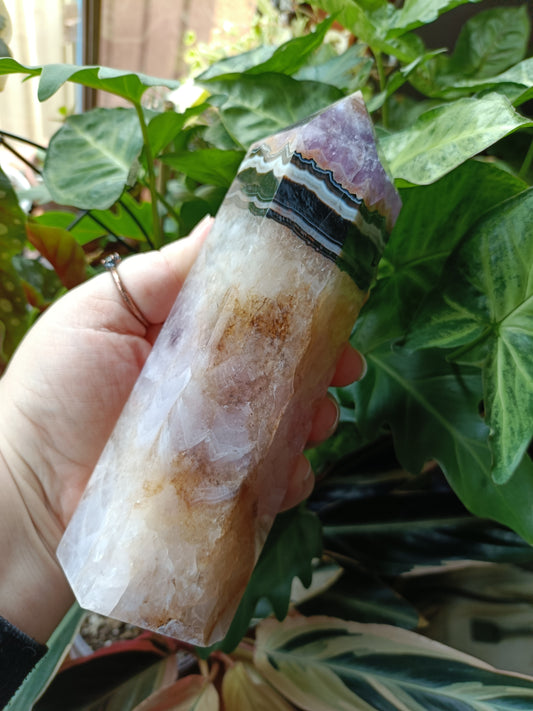 Amethyst & Mexican Lace Agate Tower - 945g