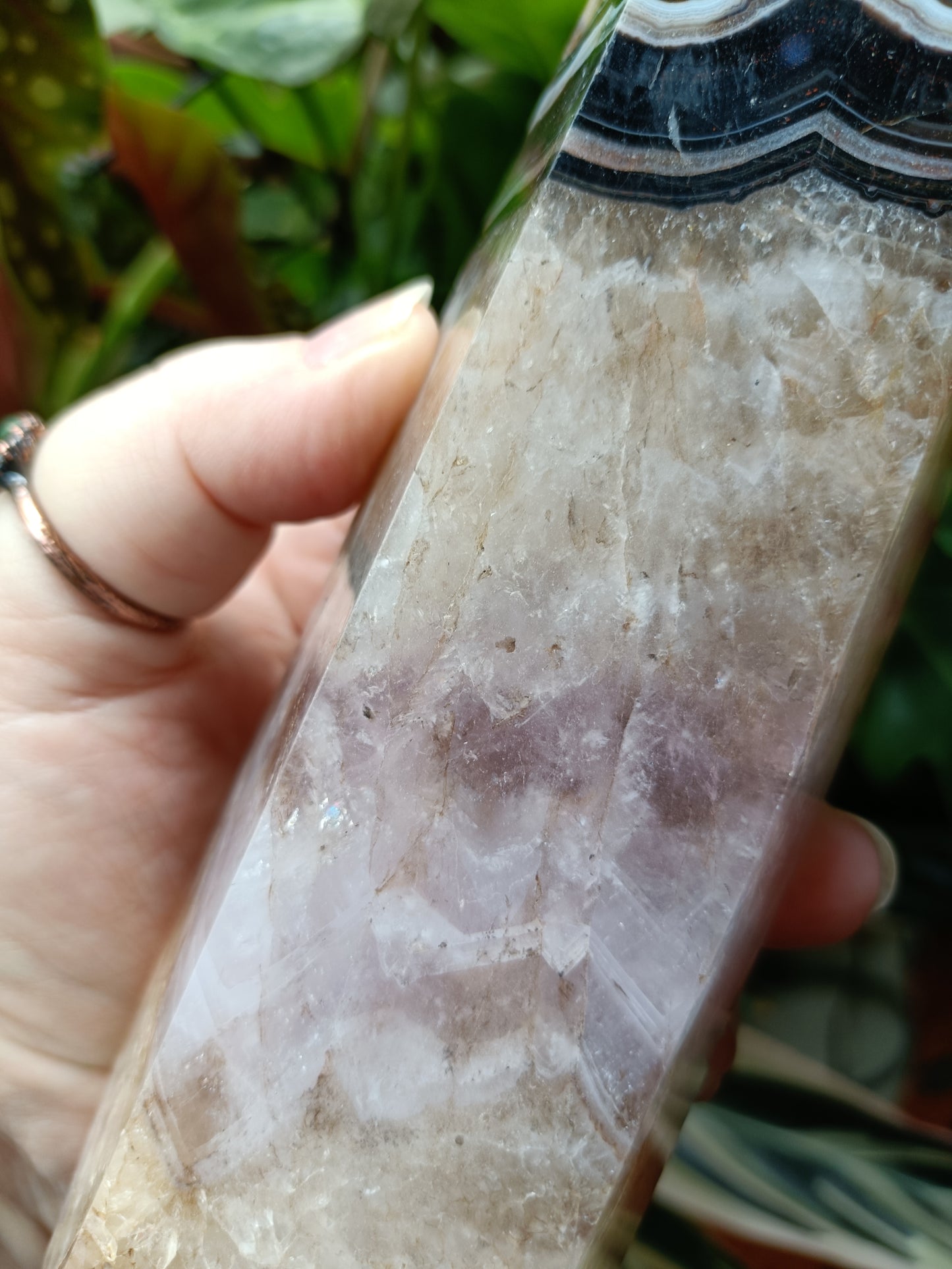 Amethyst & Mexican Lace Agate Tower - 945g
