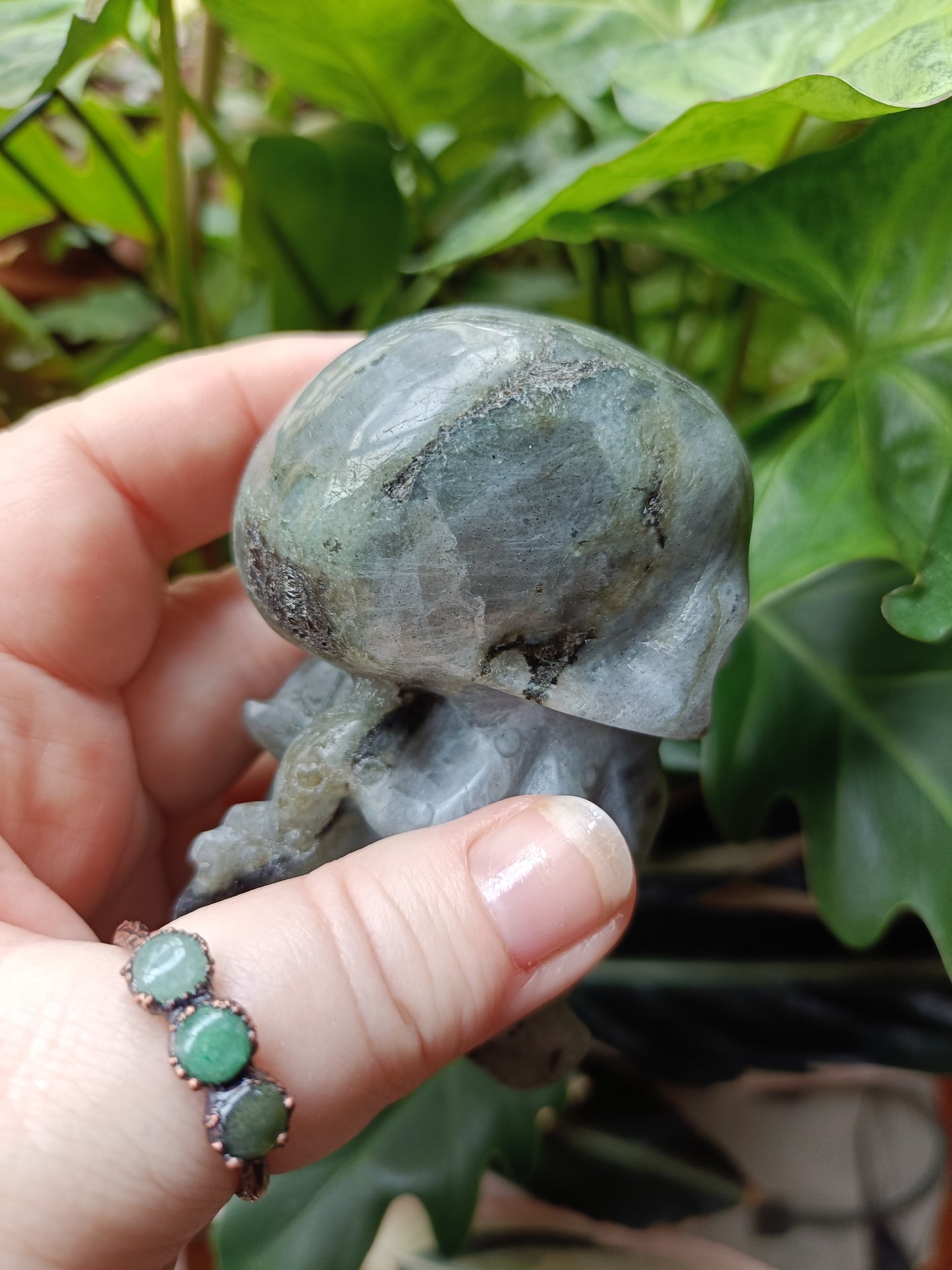 Labradorite Octopus Skull Carving - 247g
