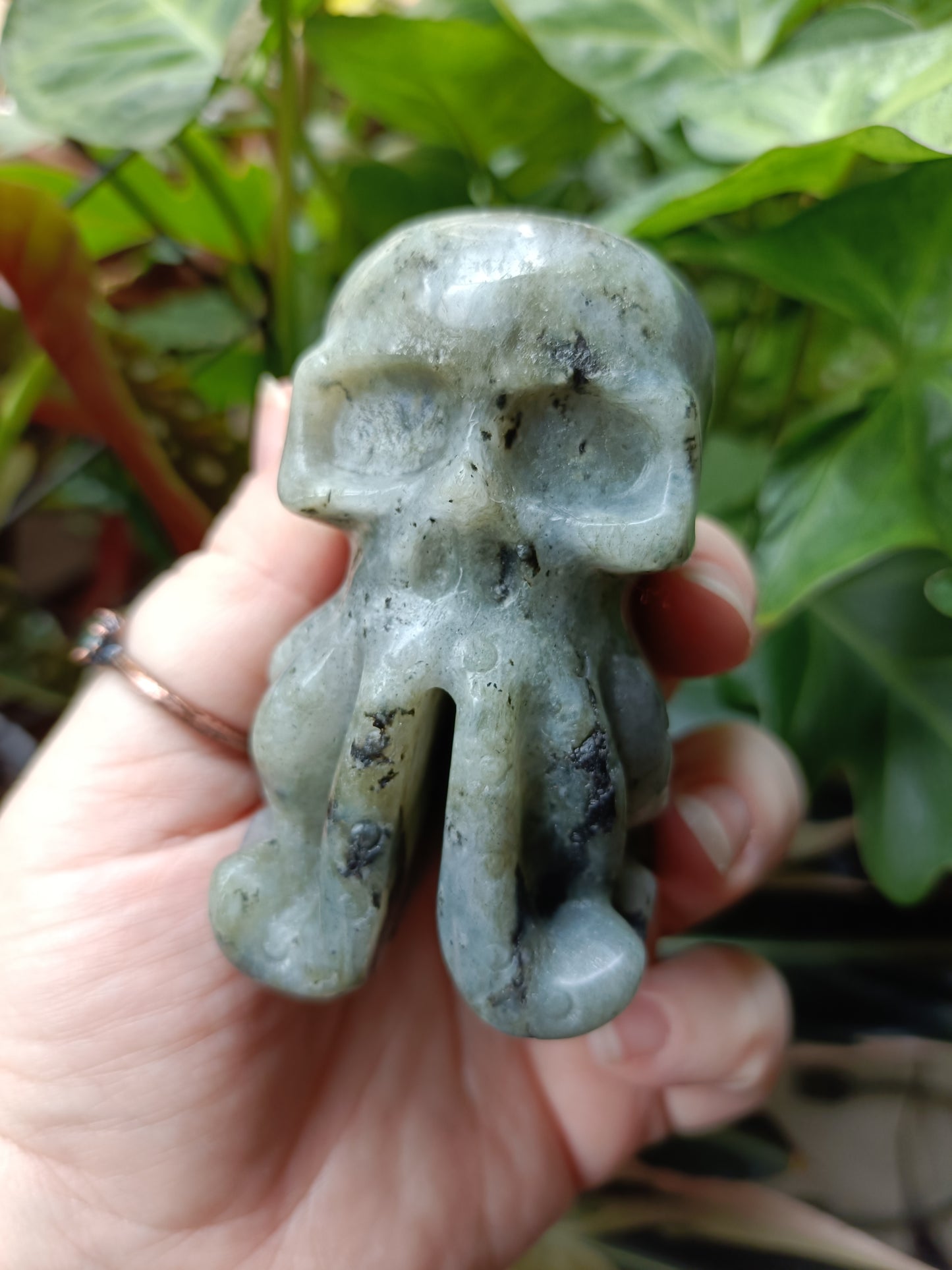 Labradorite Octopus Skull Carving - 309g