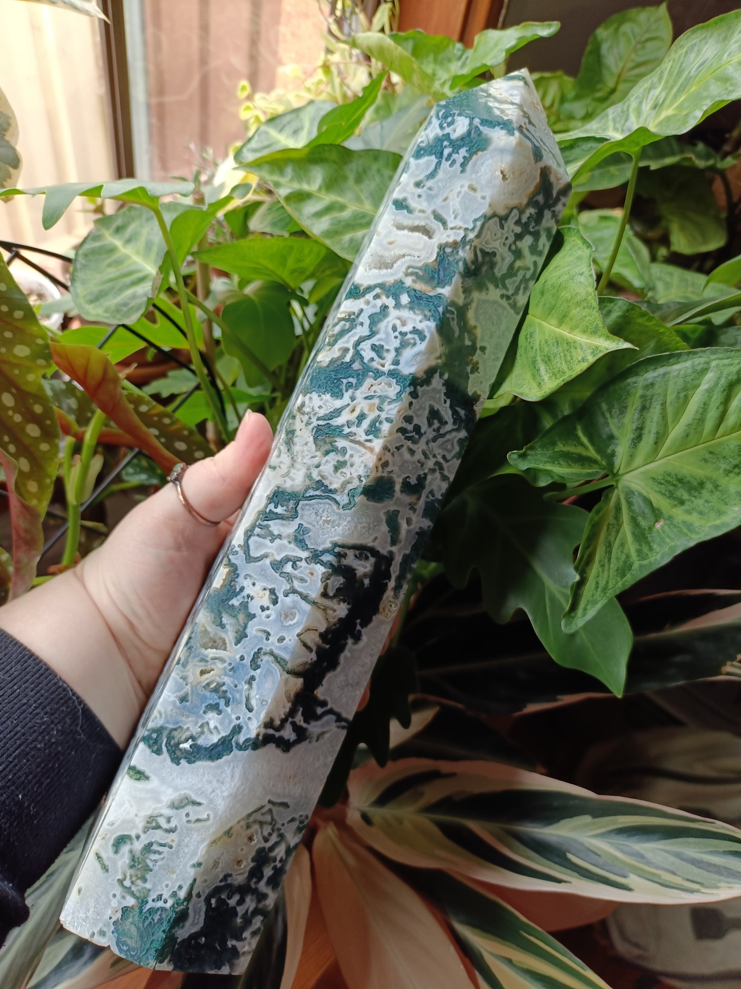 Moss Agate + Druzy Quartz Tower - 3.6kg