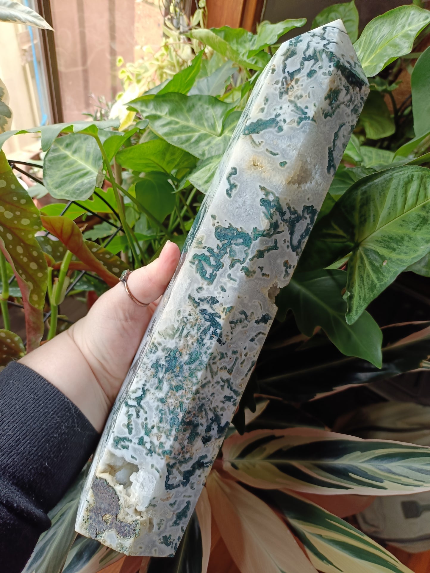 Moss Agate + Druzy Quartz Tower - 3.6kg