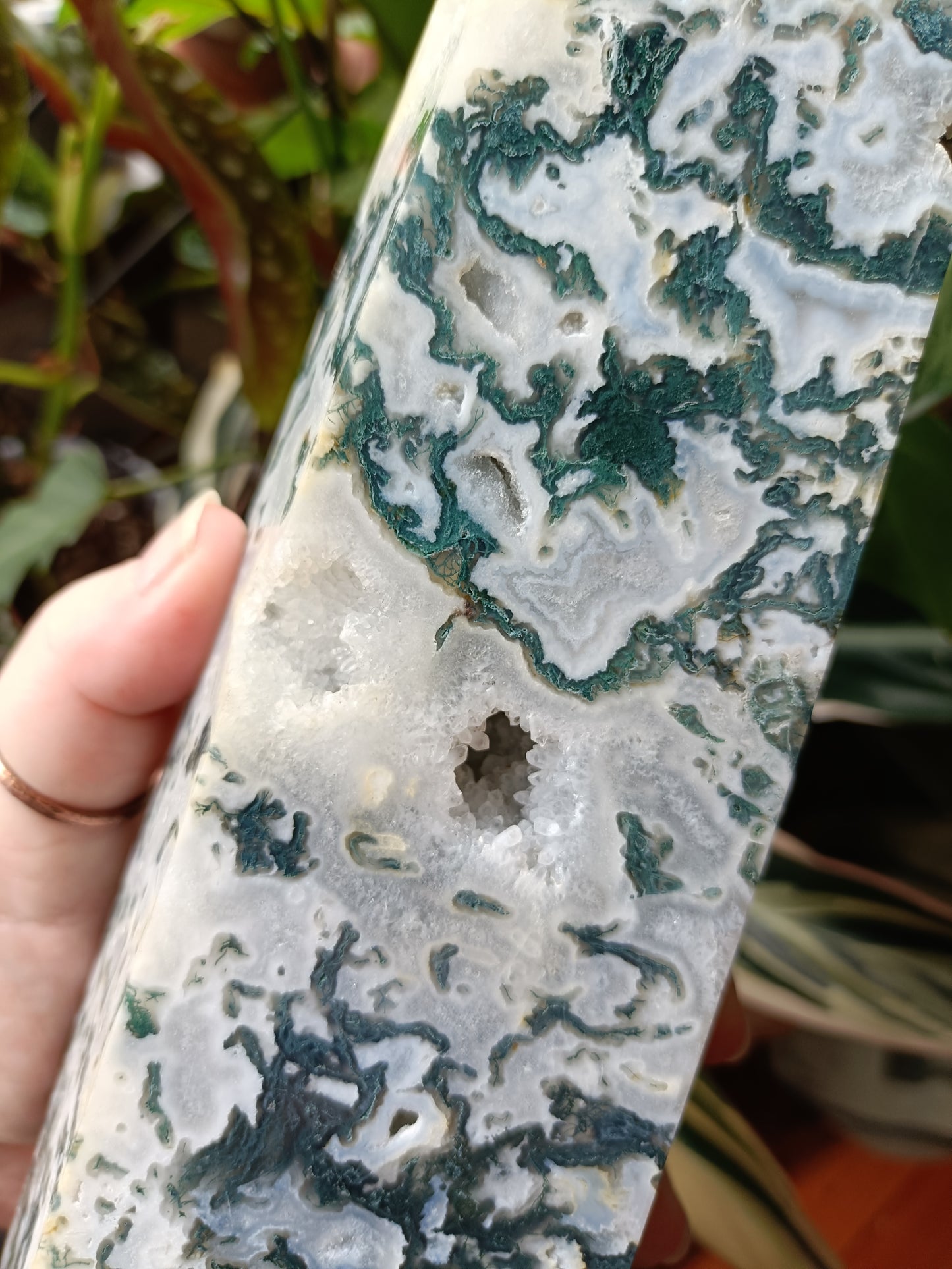 Moss Agate + Druzy Quartz Tower - 3.6kg