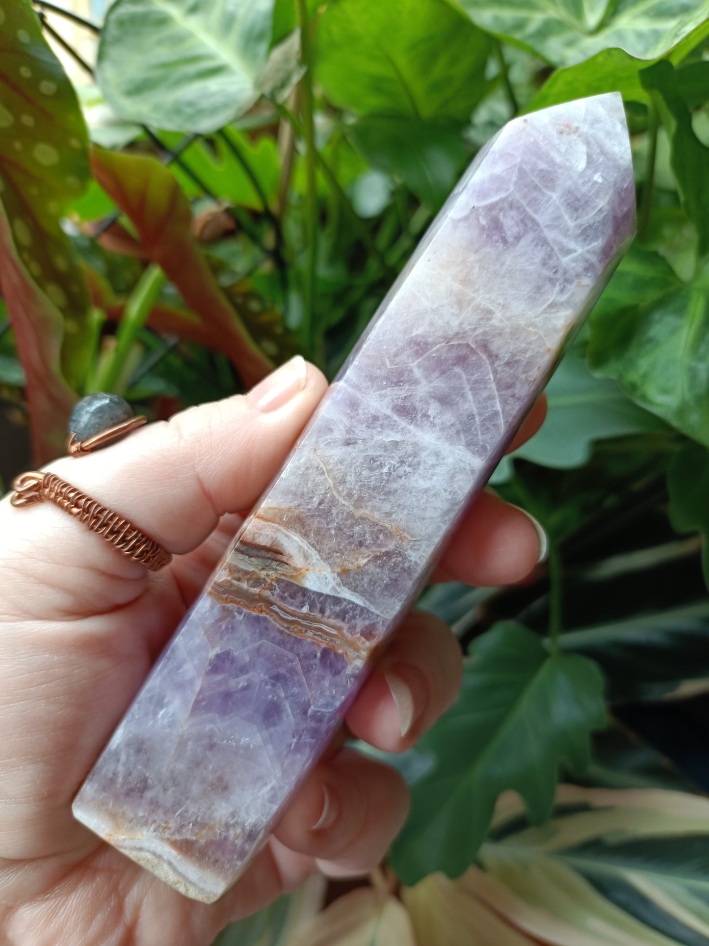 Amethyst & Mexican Lace Agate Tower - 265g