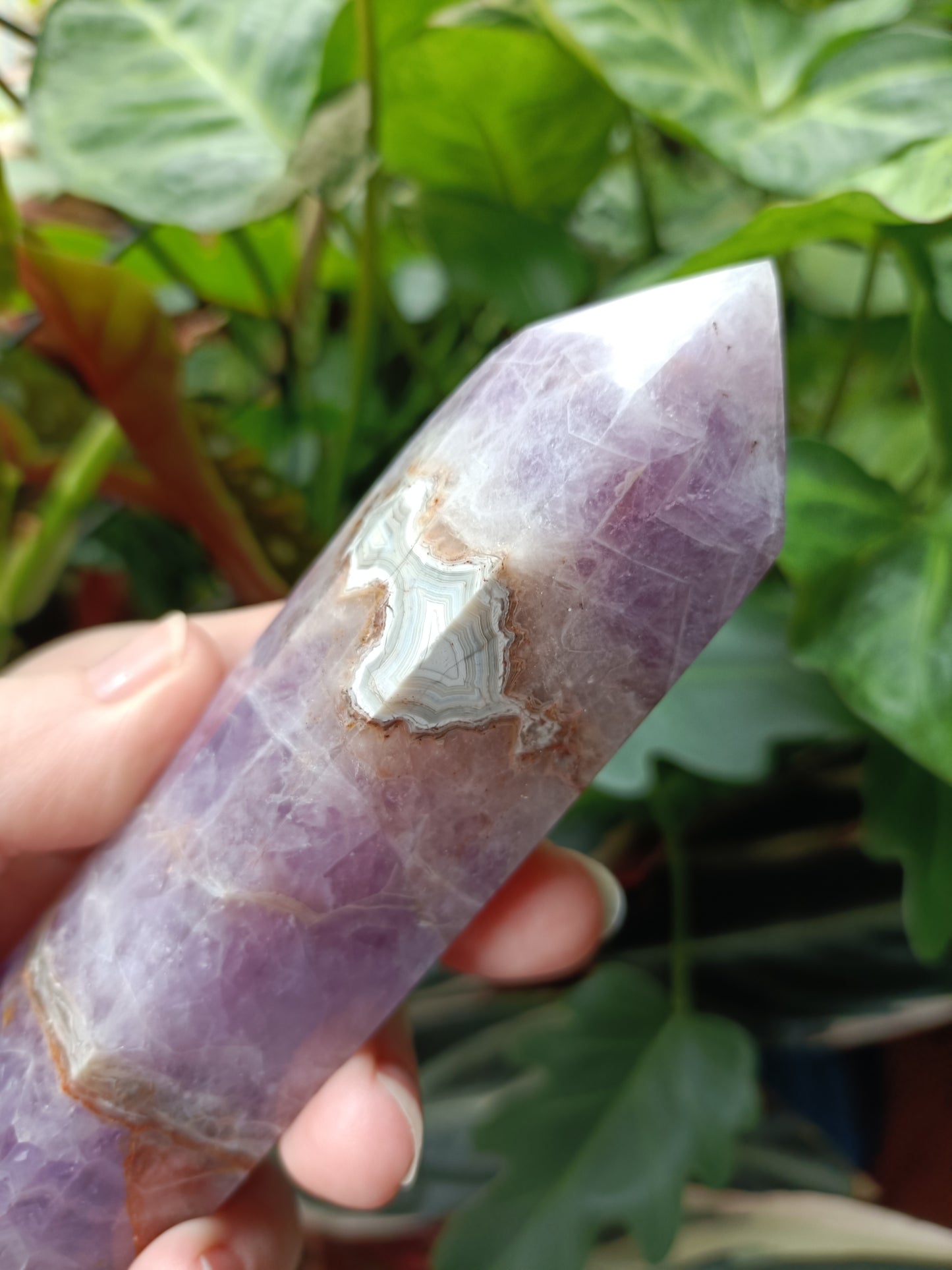 Amethyst & Mexican Lace Agate Tower - 265g
