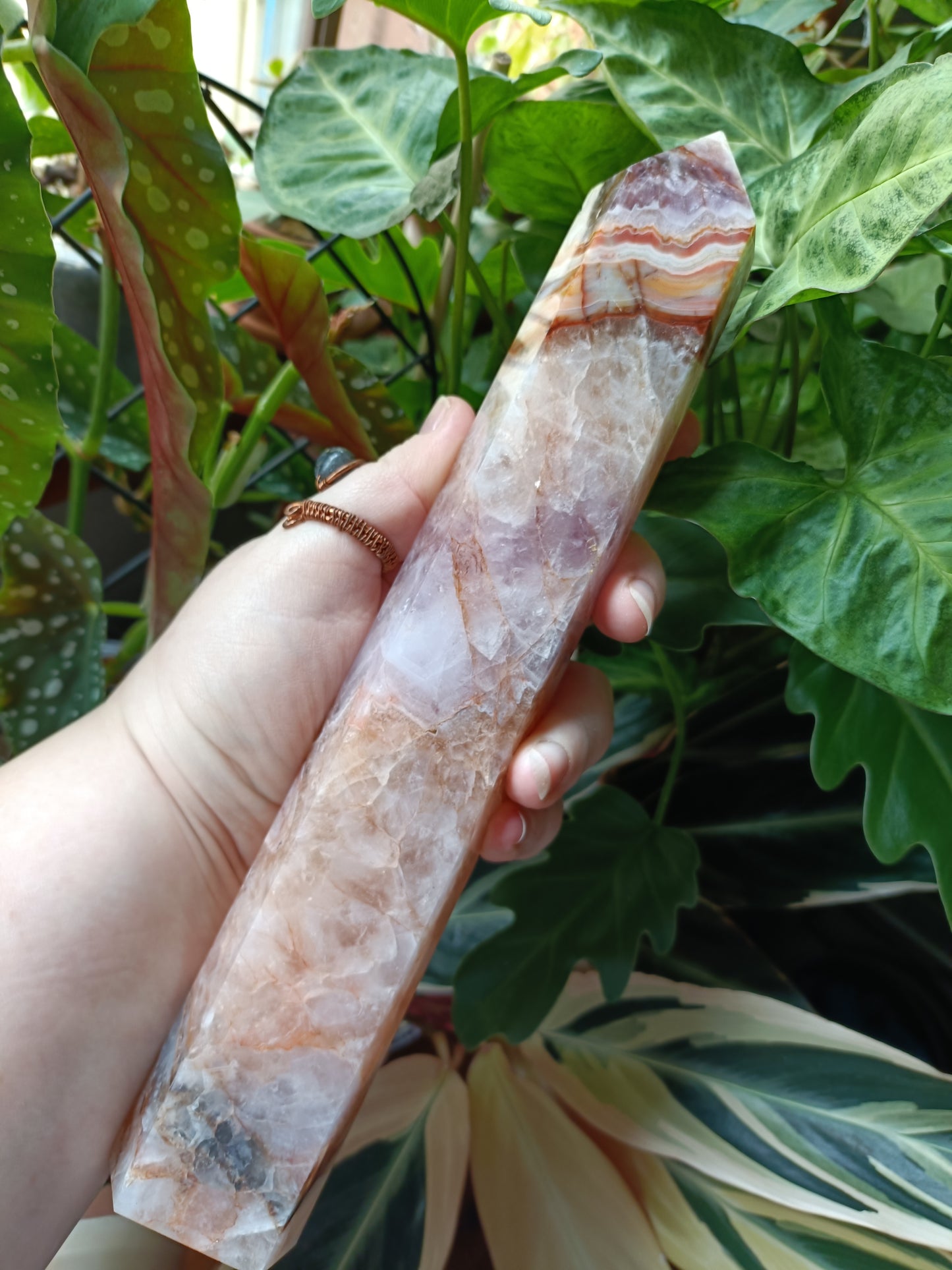 Amethyst & Mexican Lace Agate Tower - 875g