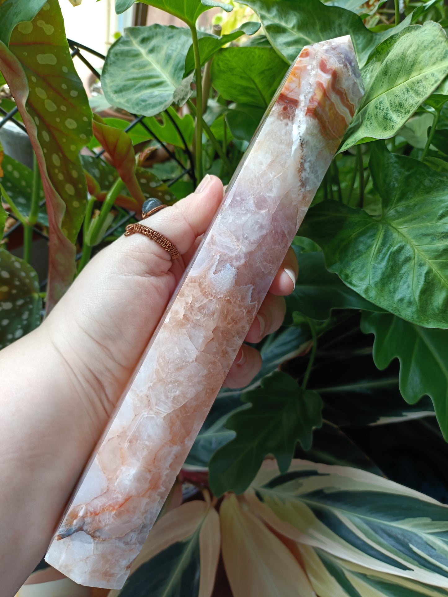 Amethyst & Mexican Lace Agate Tower - 875g