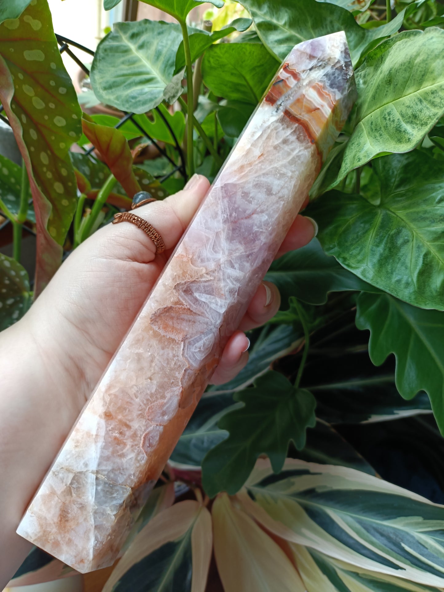 Amethyst & Mexican Lace Agate Tower - 875g