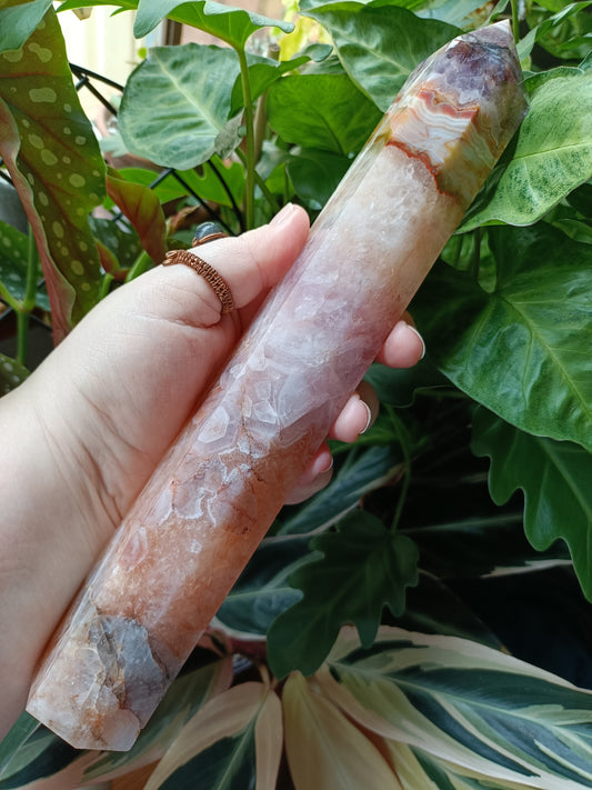 Amethyst & Mexican Lace Agate Tower - 875g