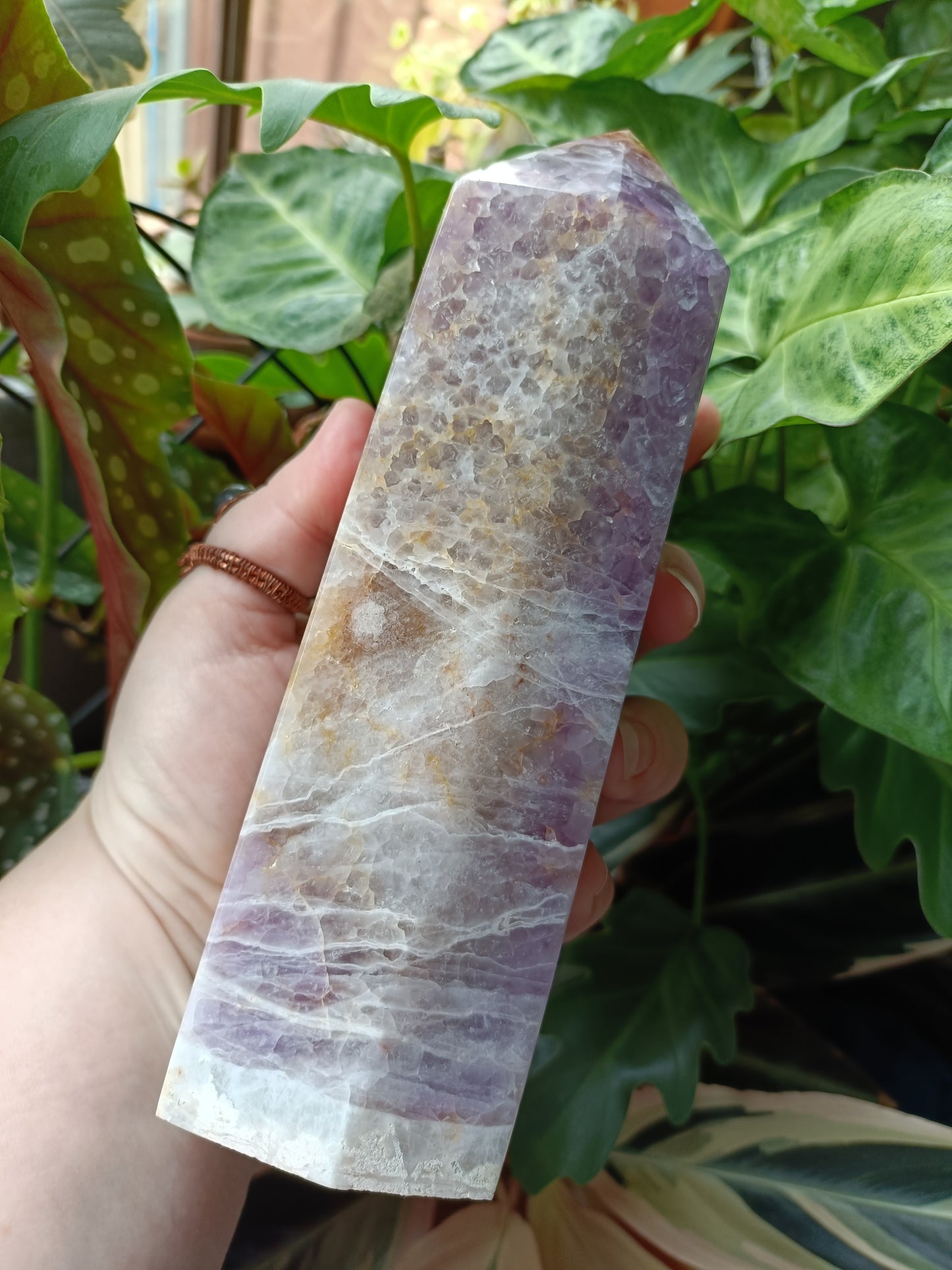 Amethyst & Mexican Lace Agate Tower - 1353g