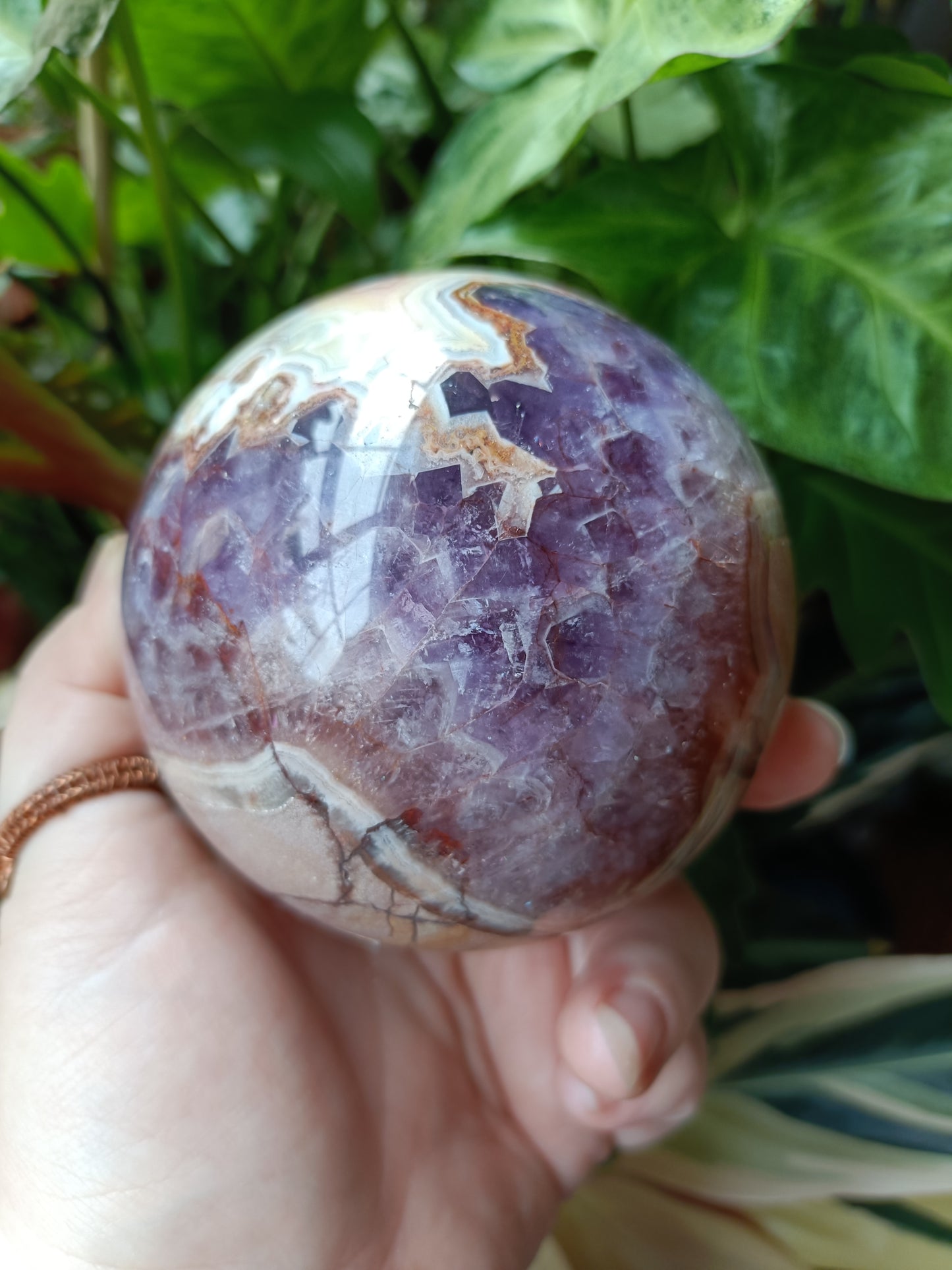 Amethyst & Mexican Lace Agate Sphere - 993g