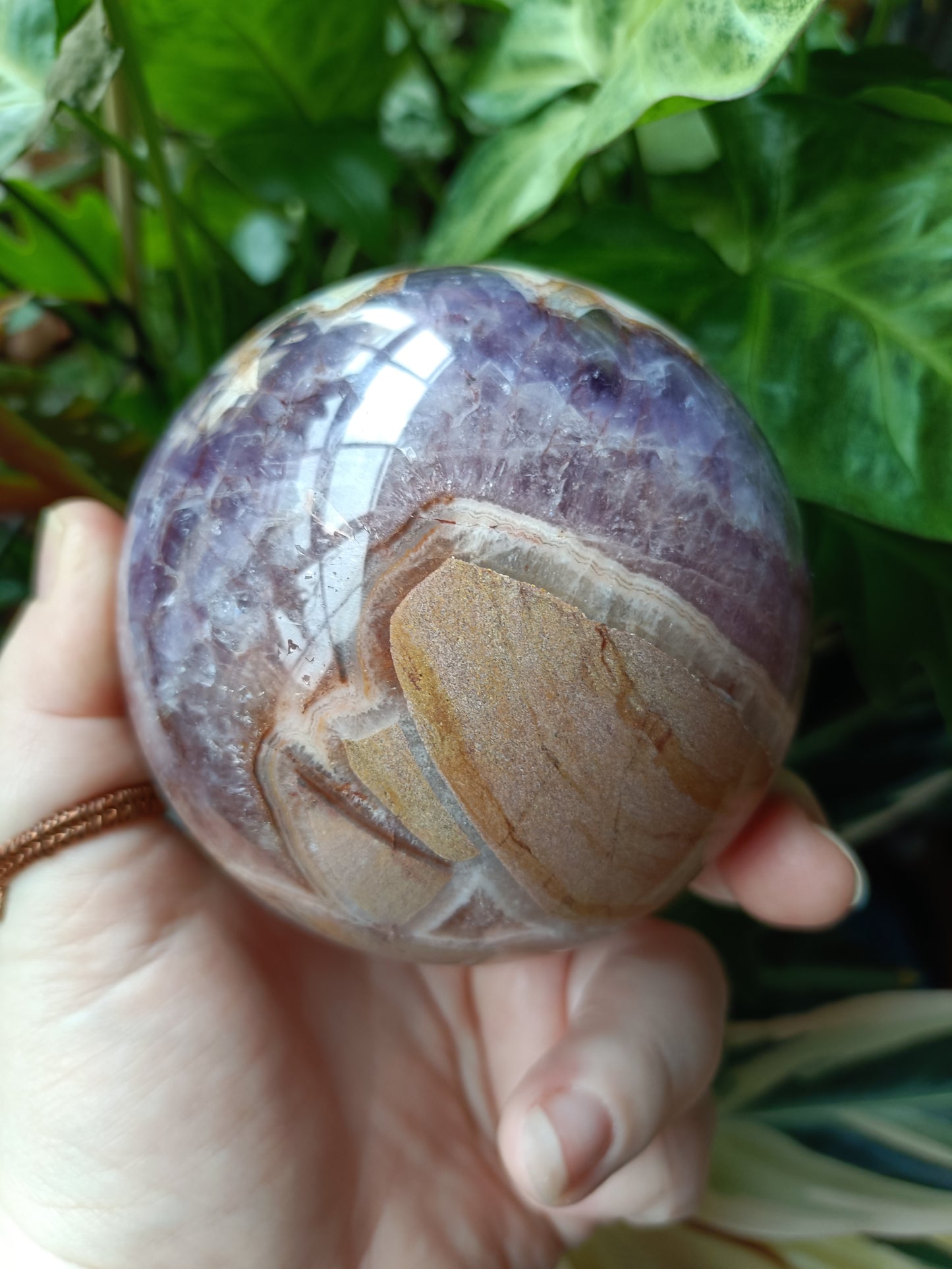 Amethyst & Mexican Lace Agate Sphere - 993g