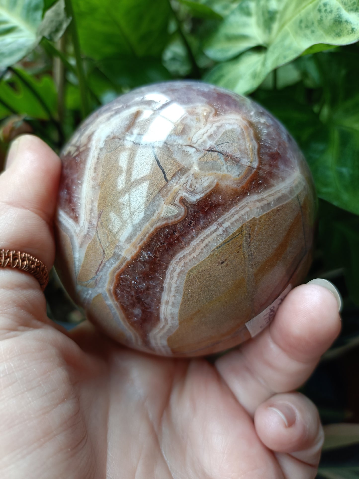 Amethyst & Mexican Lace Agate Sphere - 993g