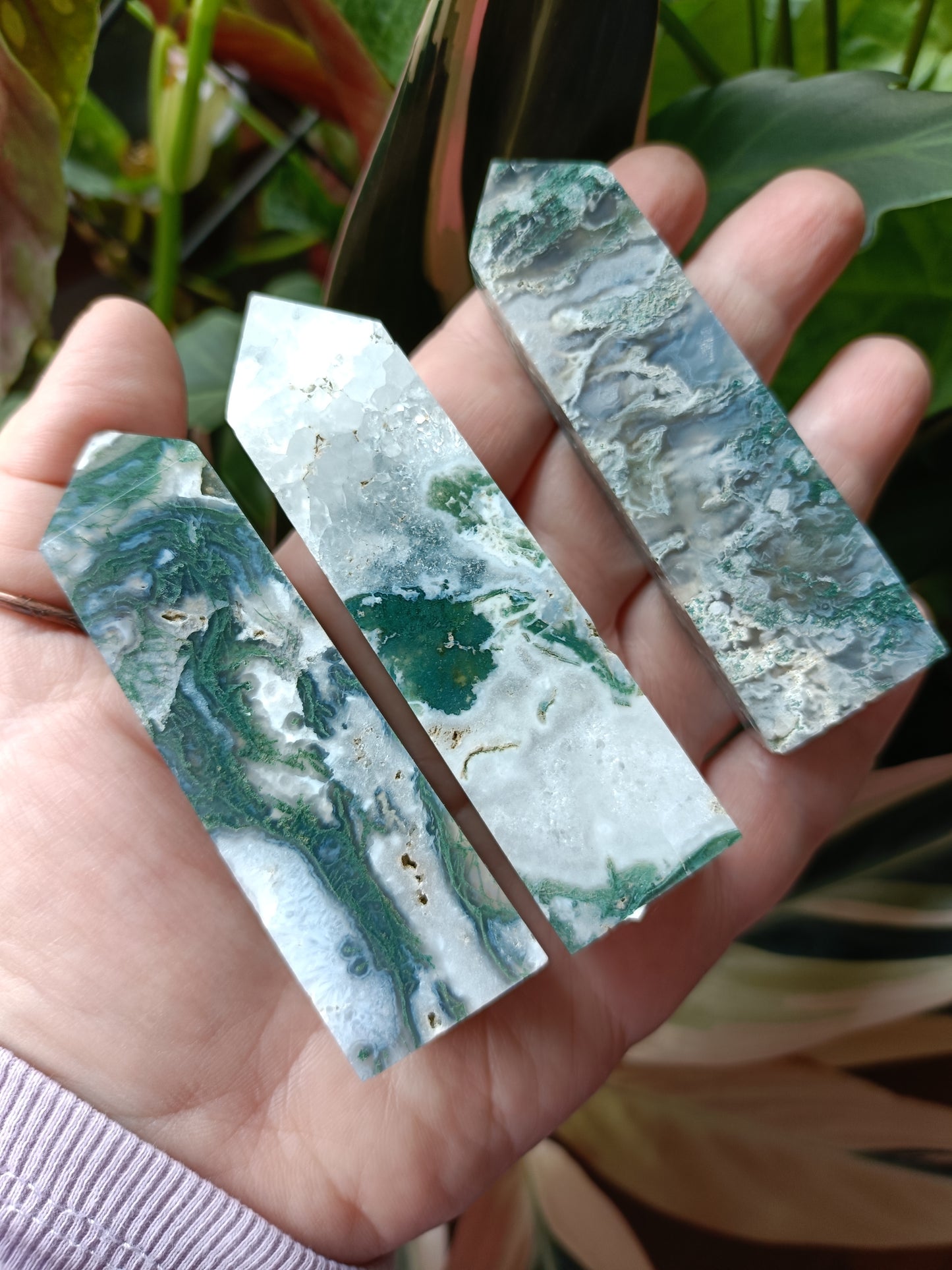 Moss Agate + Druzy Quartz Tower - 80-90g