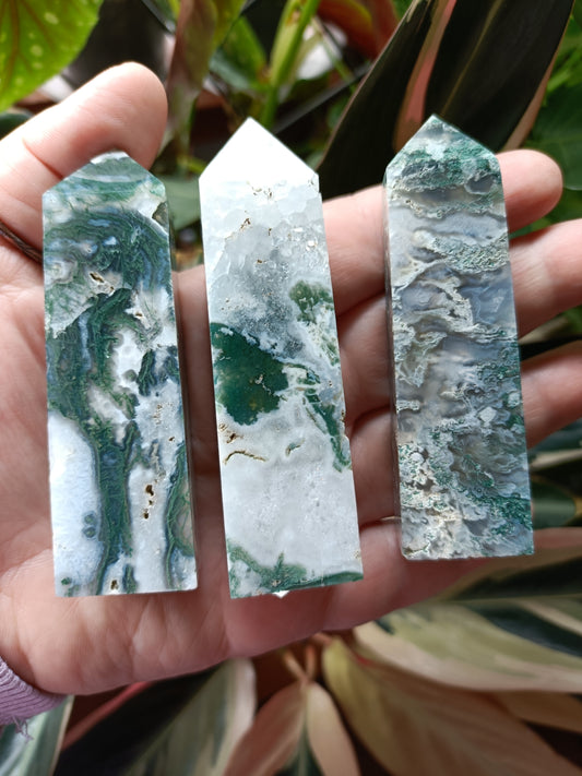 Moss Agate + Druzy Quartz Tower - 80-90g