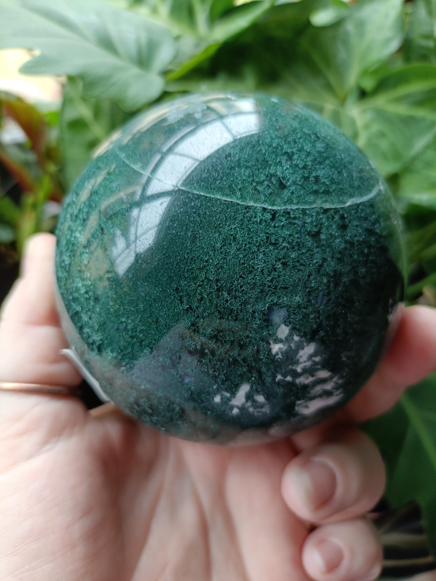 Moss Agate Sphere - 1094g