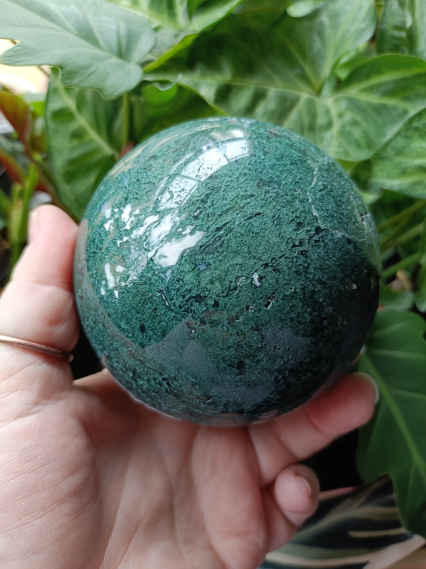 Moss Agate Sphere - 1094g