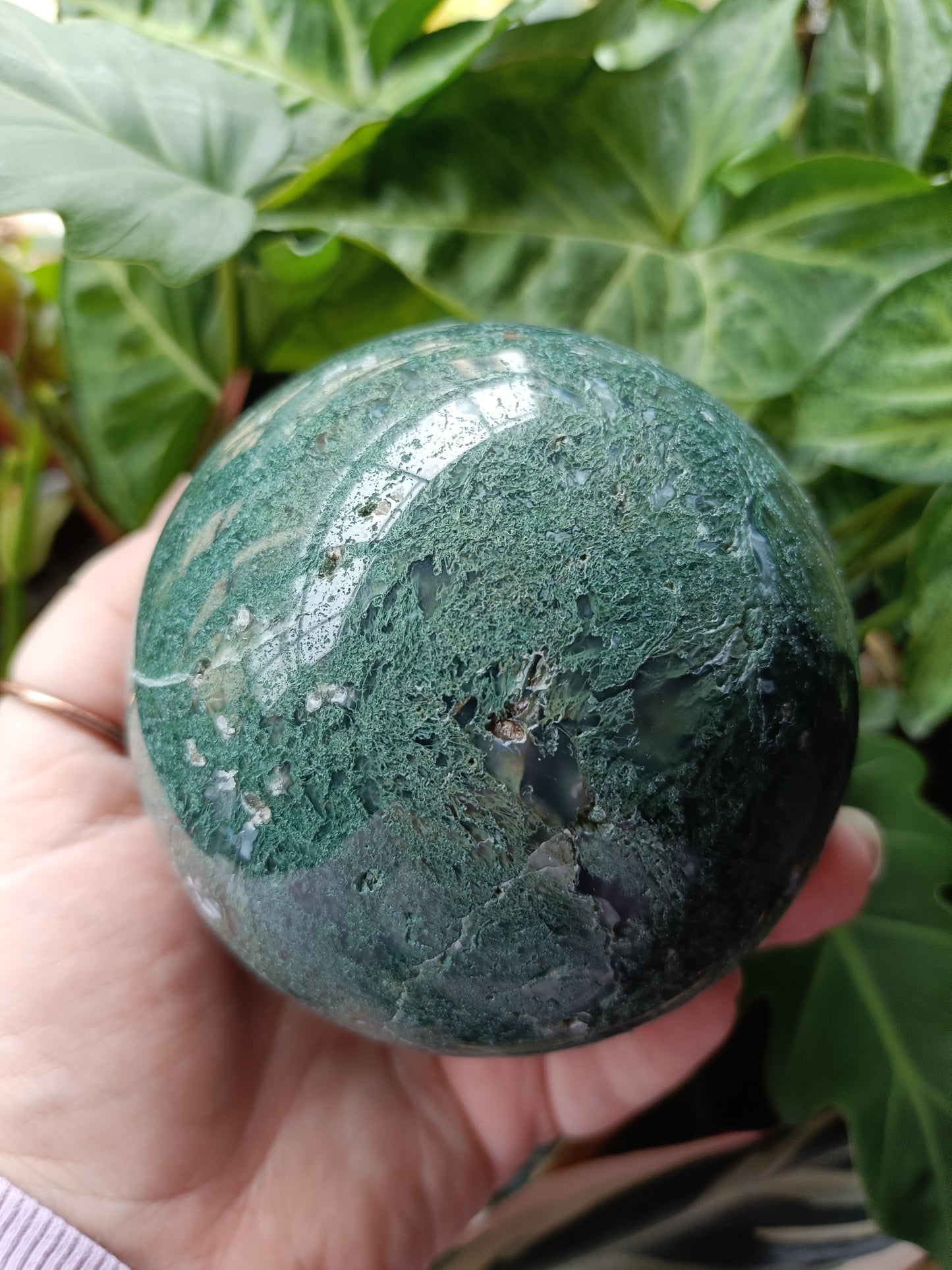 Moss Agate Sphere - 1094g