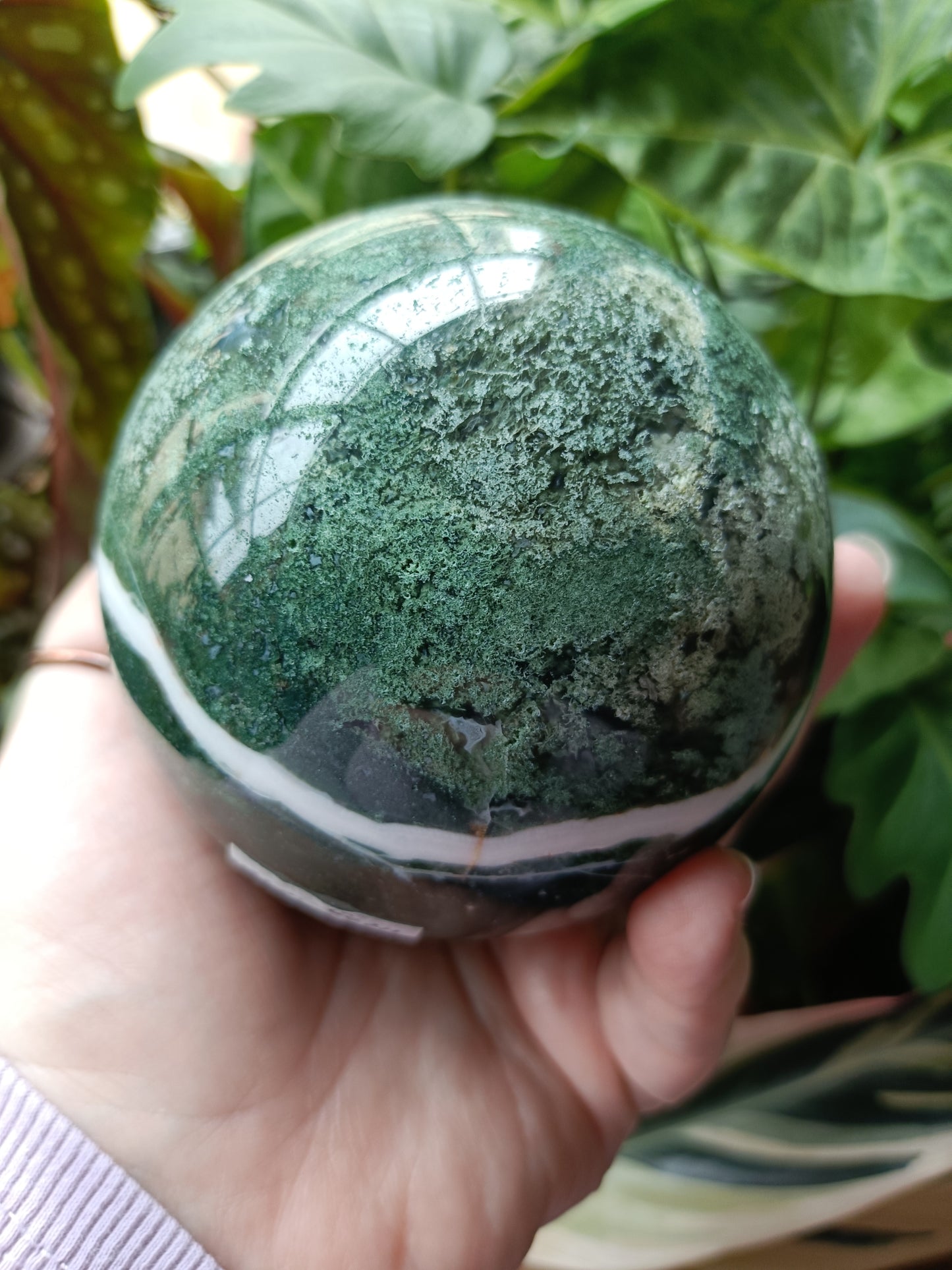 Moss Agate Sphere - 1171g
