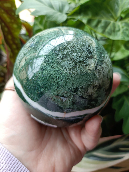 Moss Agate Sphere - 1171g