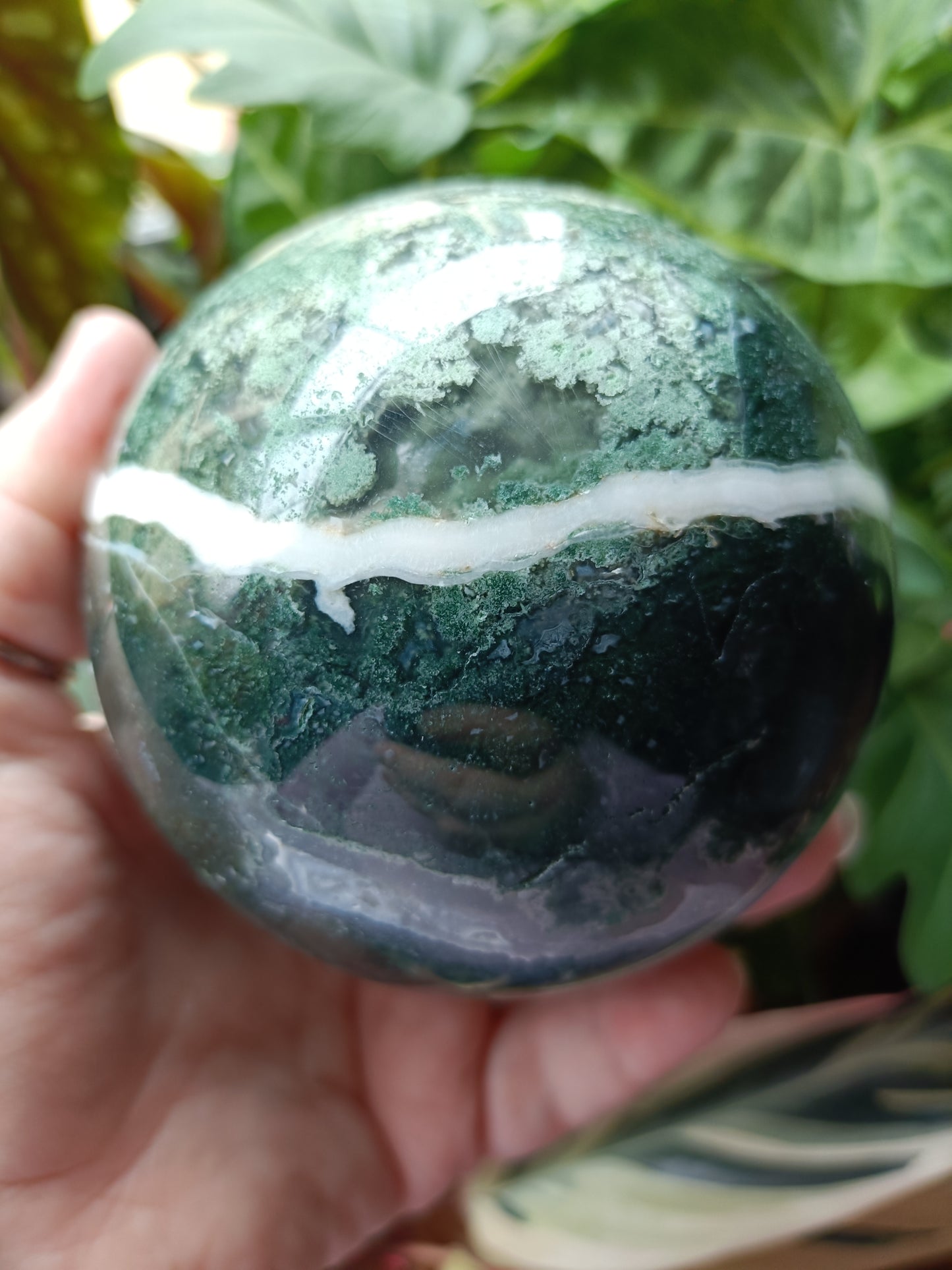 Moss Agate Sphere - 1171g