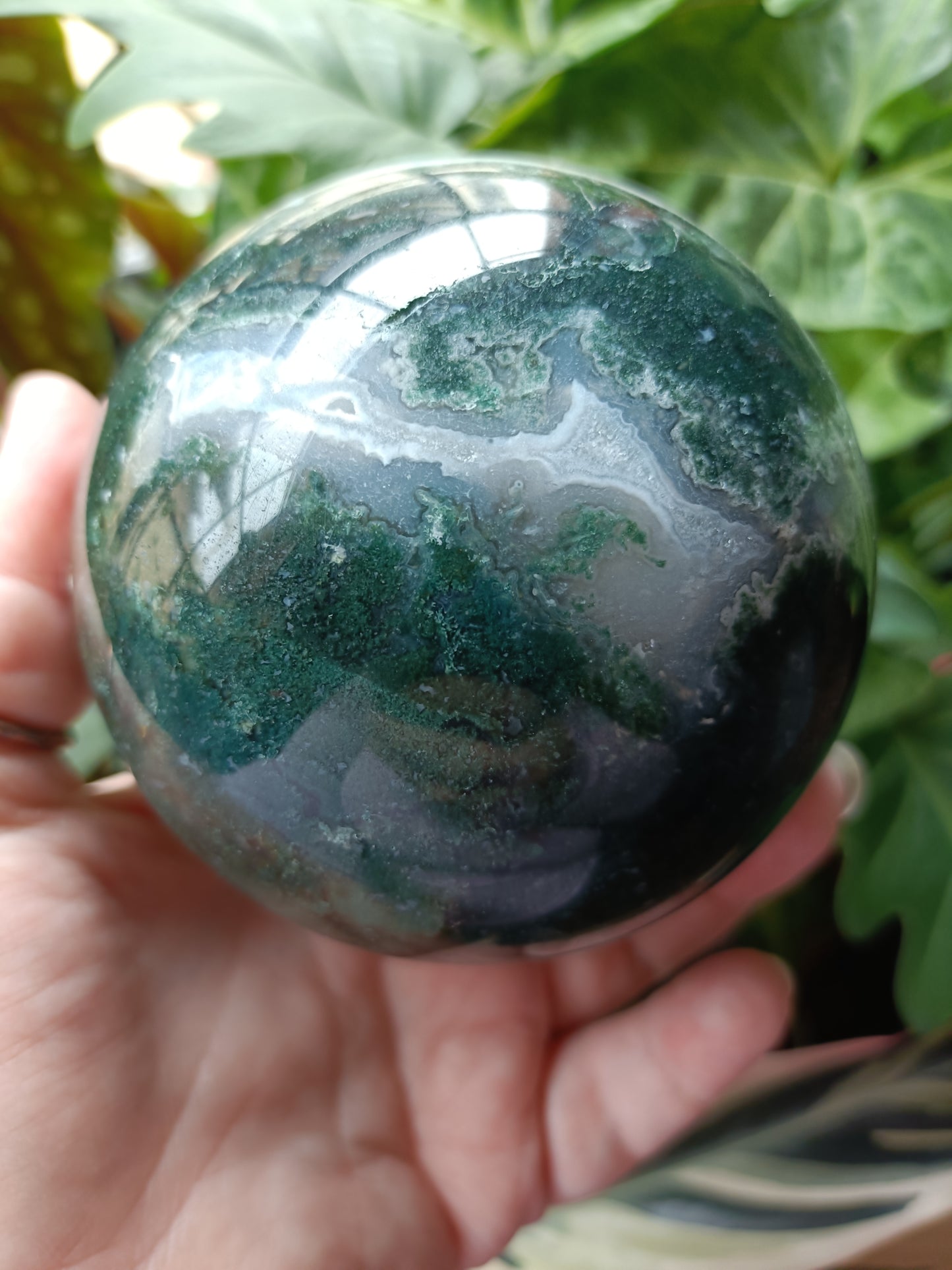 Moss Agate Sphere - 1171g