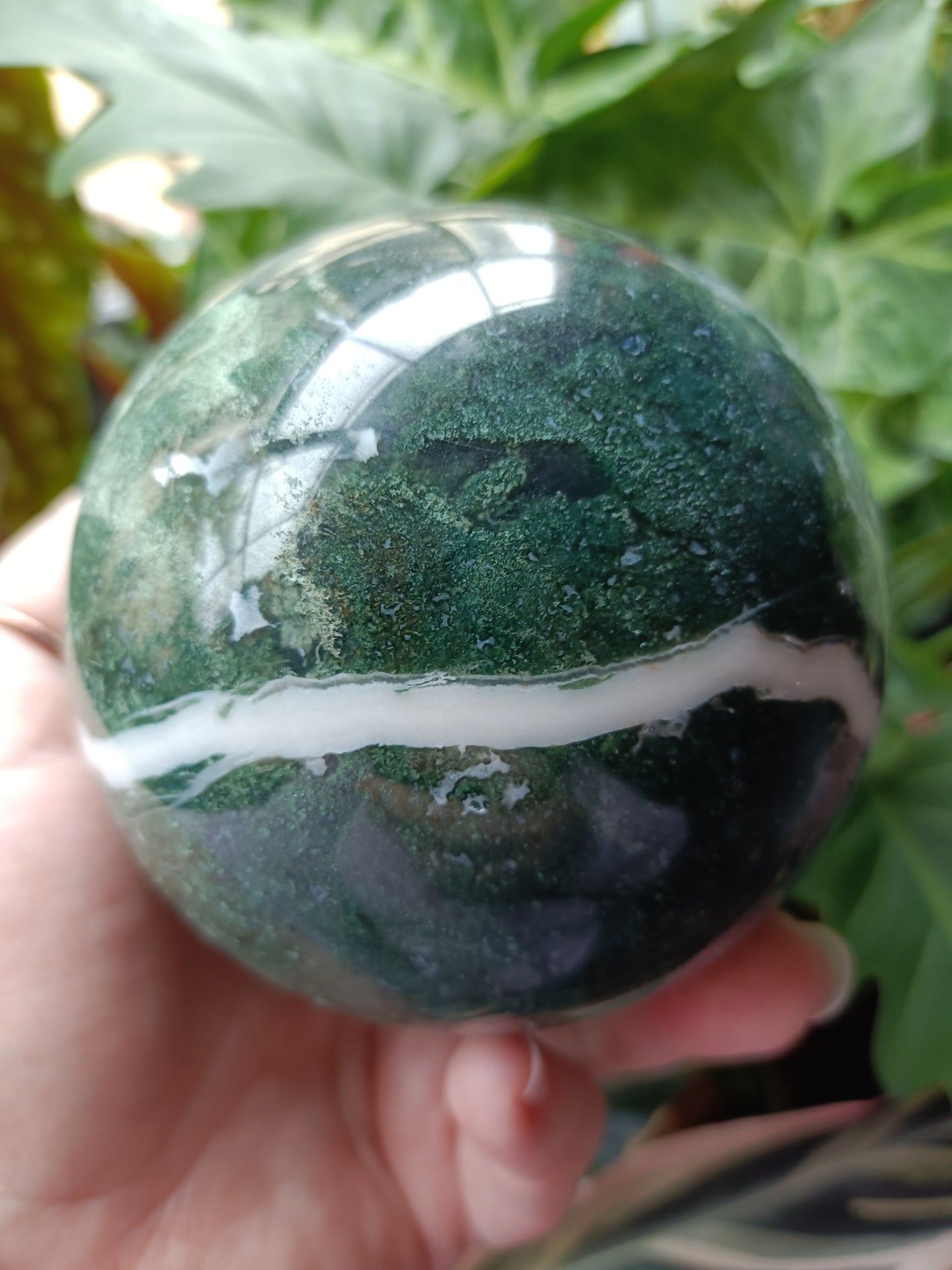 Moss Agate Sphere - 1171g