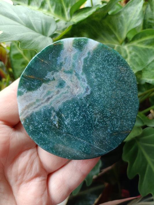 Moss Agate Polished Disc - 112g