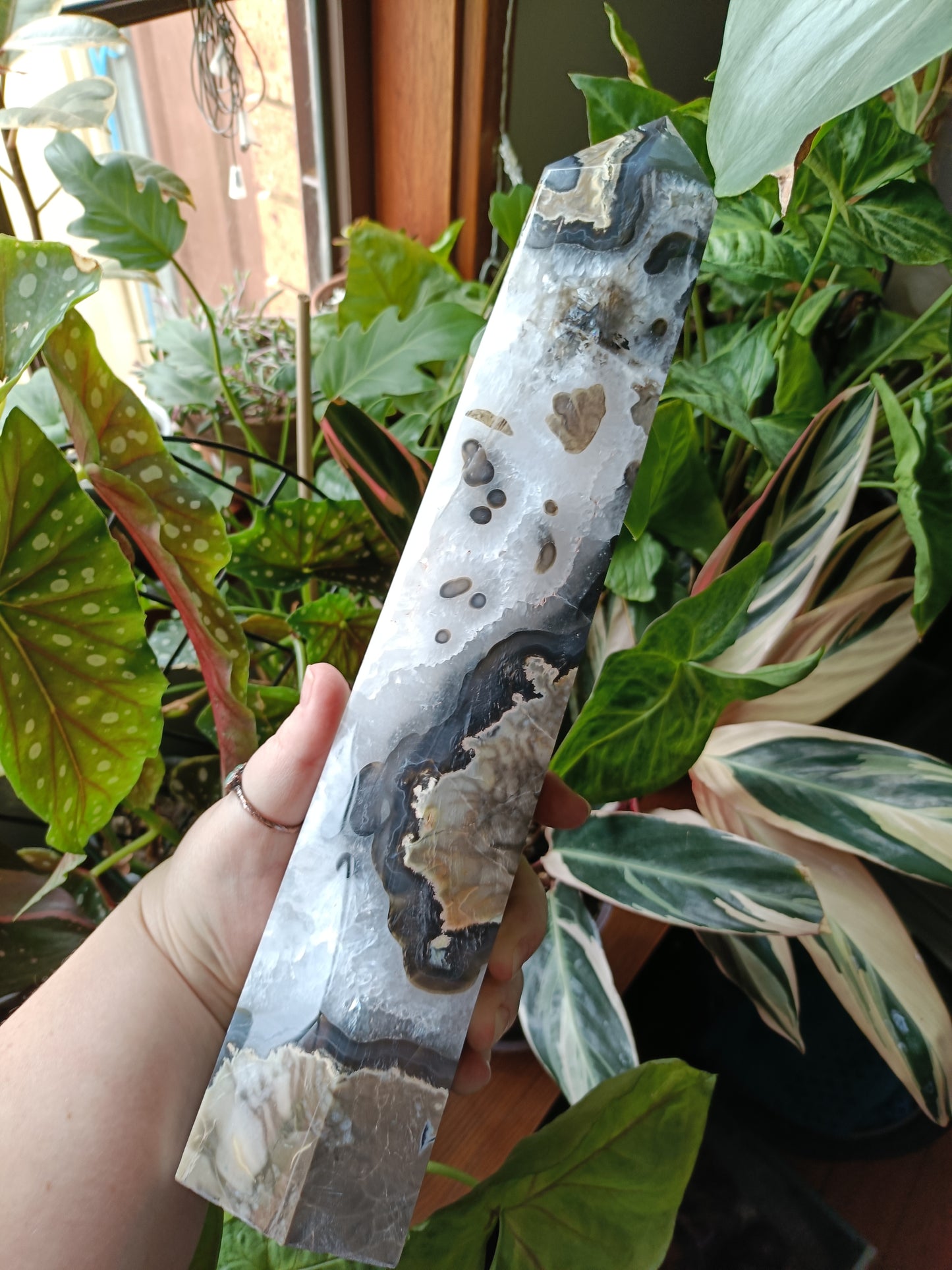 Volcanic Agate & Quartz Tower - 2477g