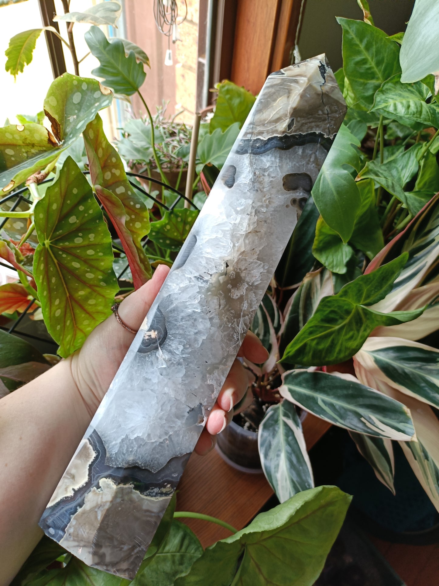 Volcanic Agate & Quartz Tower - 2477g