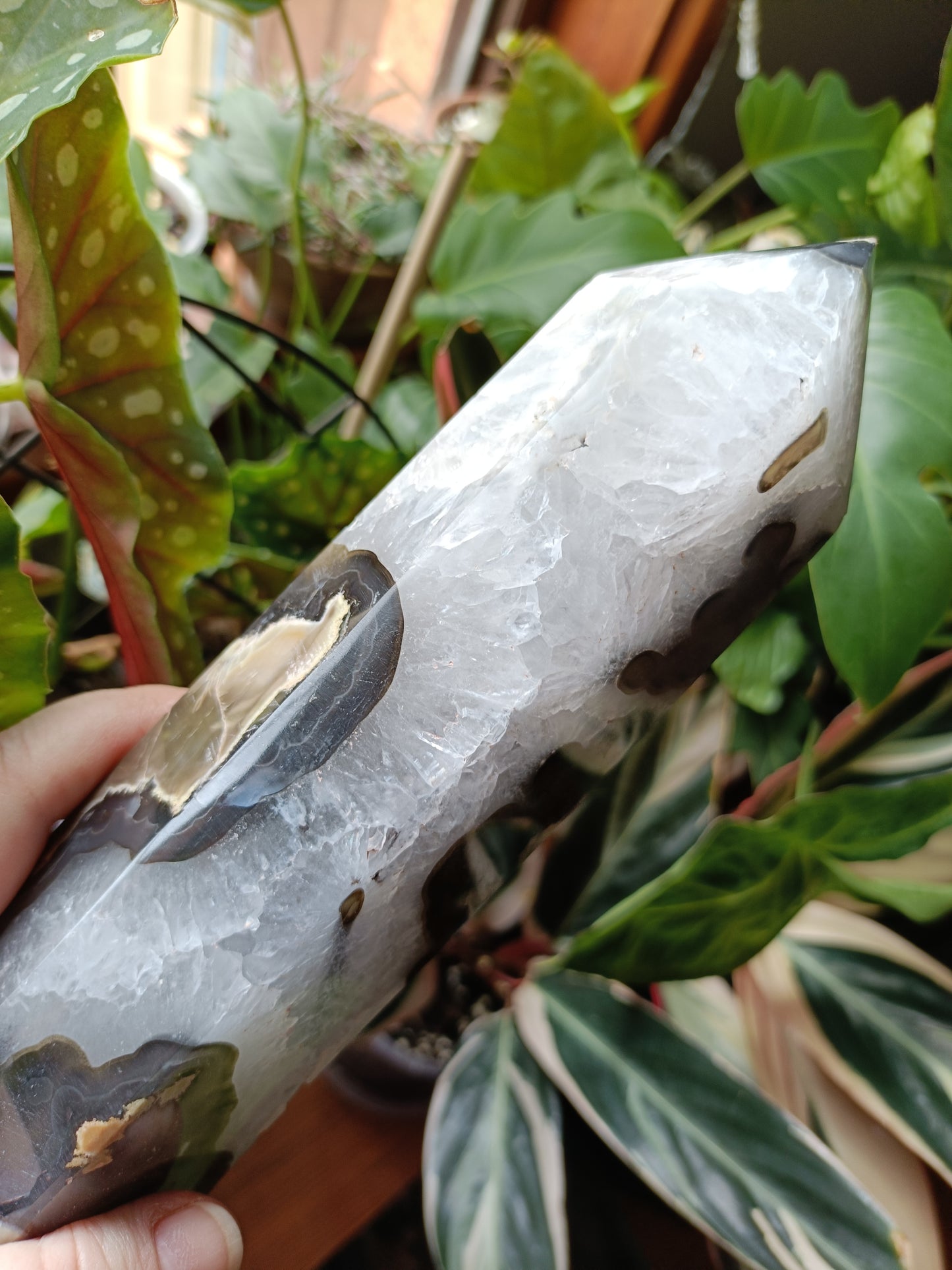 Volcanic Agate & Quartz Tower - 1744g