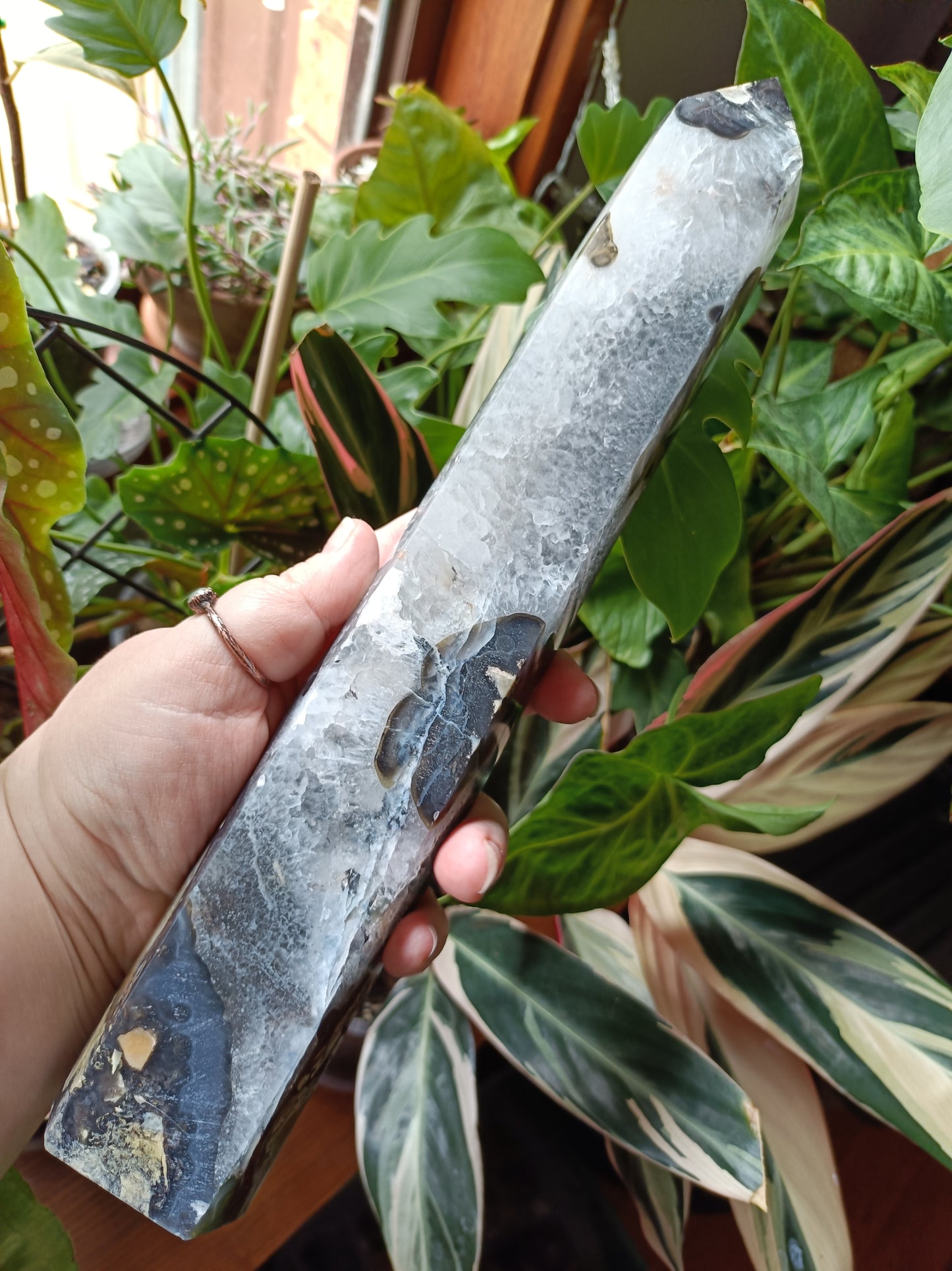 Volcanic Agate & Quartz Tower - 1225g