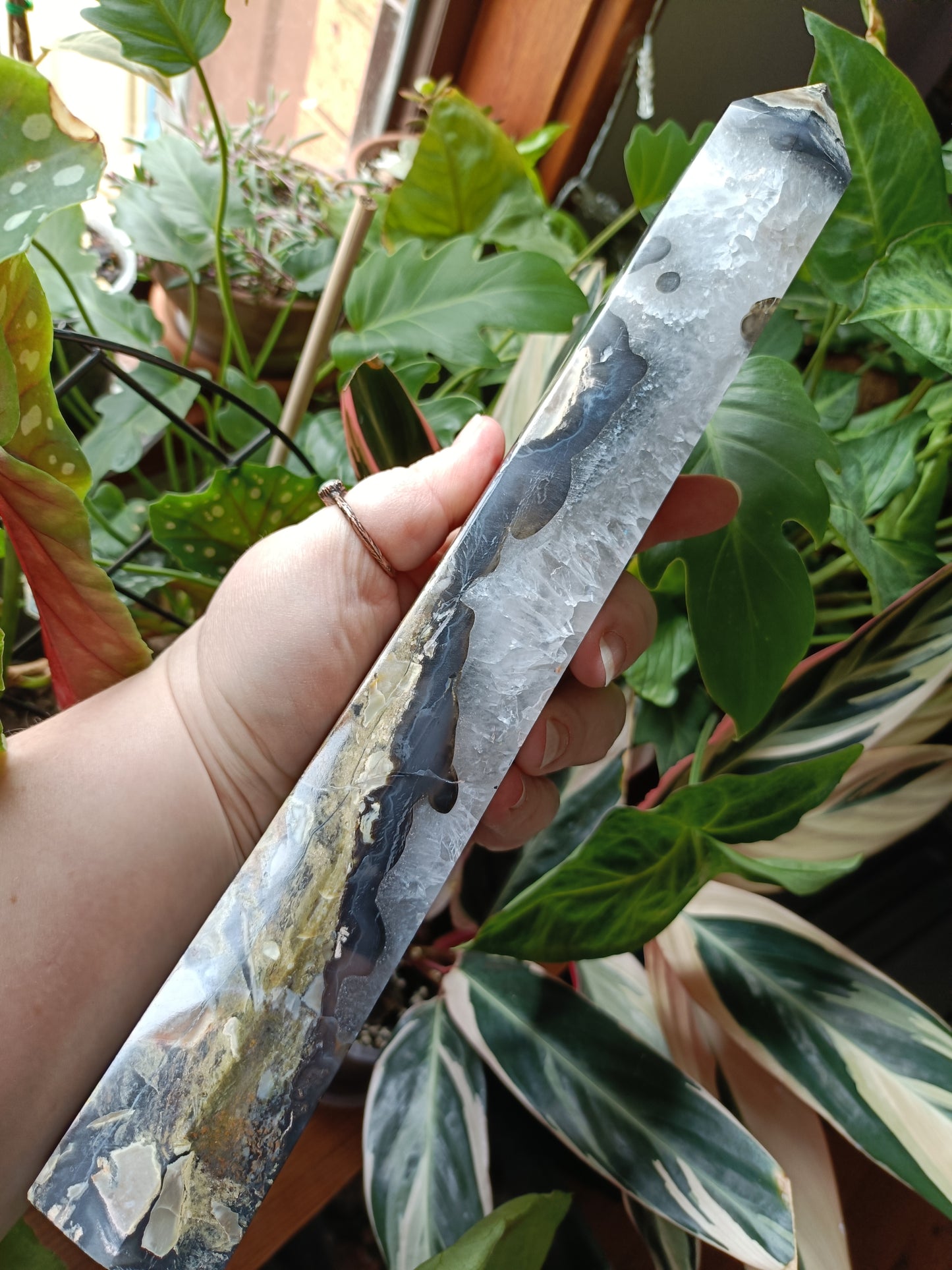 Volcanic Agate & Quartz Tower - 1225g