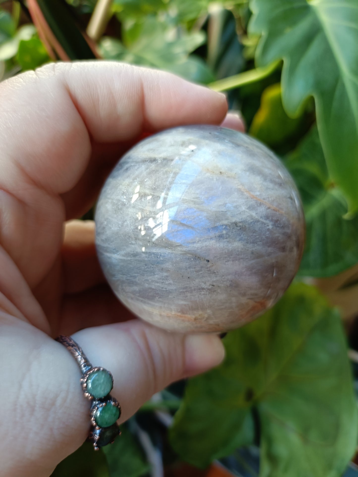 Blue Flash Moonstone Sphere - 243g