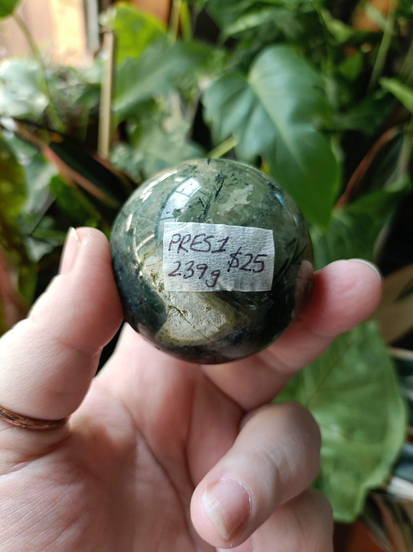 Prehnite and Epidote Sphere - 239g