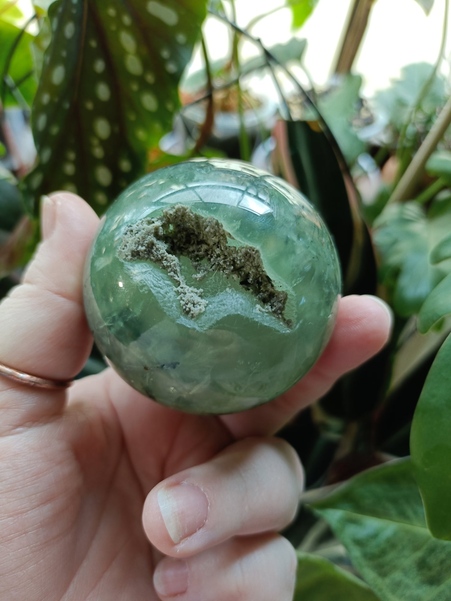 Prehnite and Epidote Sphere - 353g