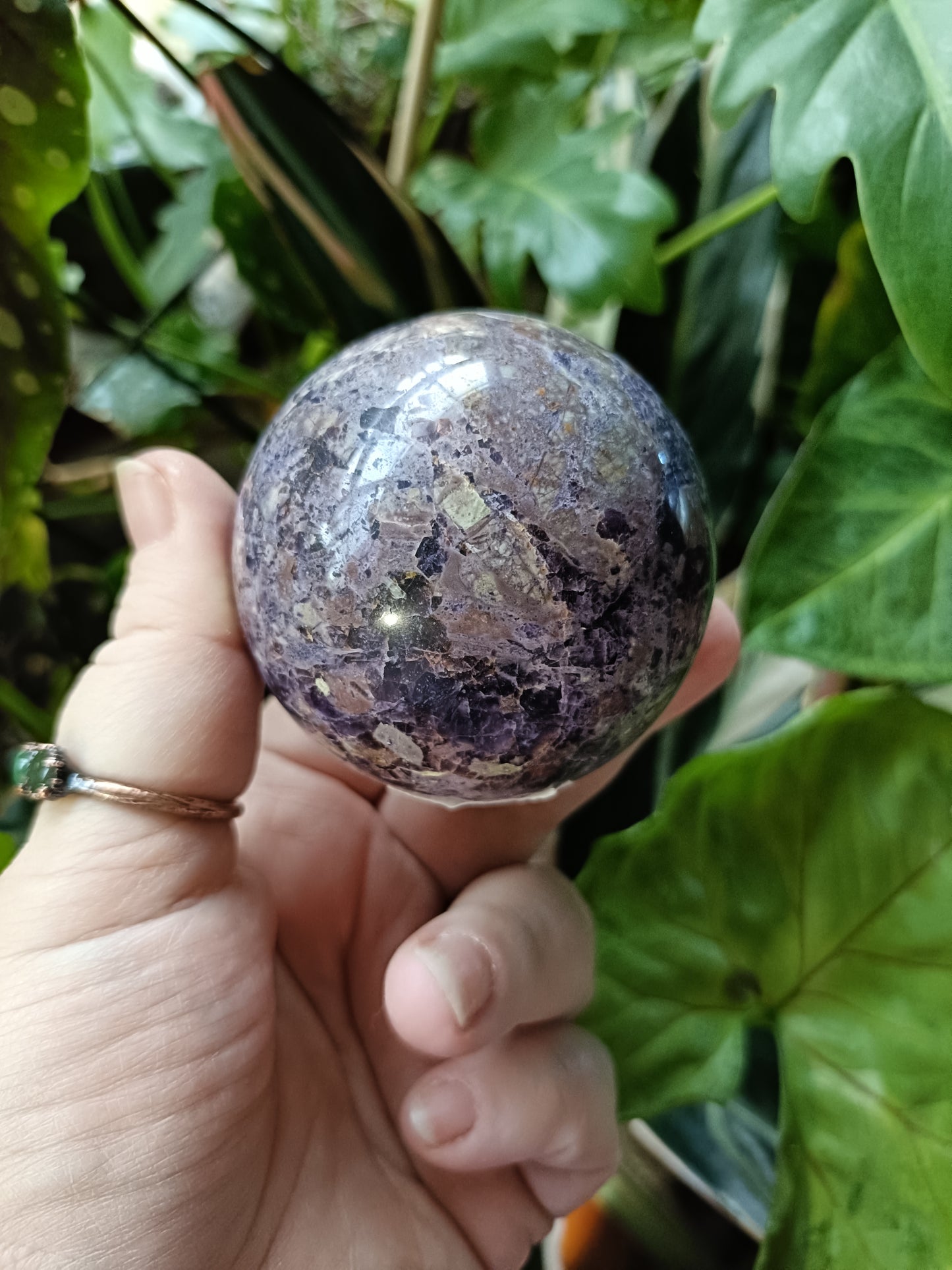 'Chinese Charoite' Silk Root Fluorite Sphere - 354g