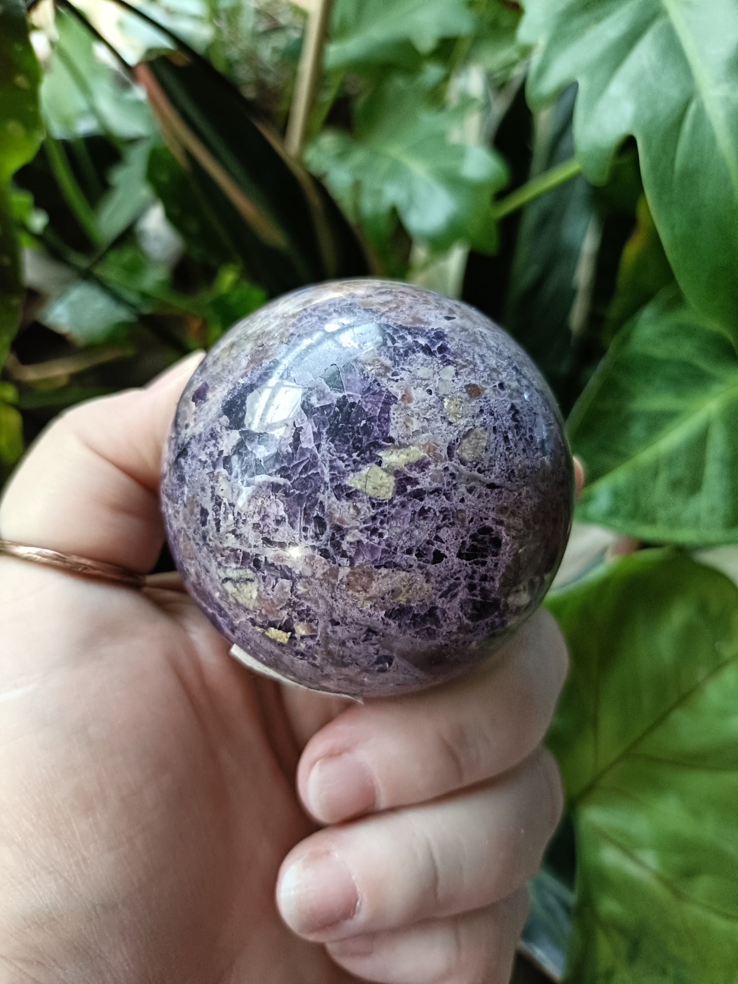 'Chinese Charoite' Silk Root Fluorite Sphere - 354g