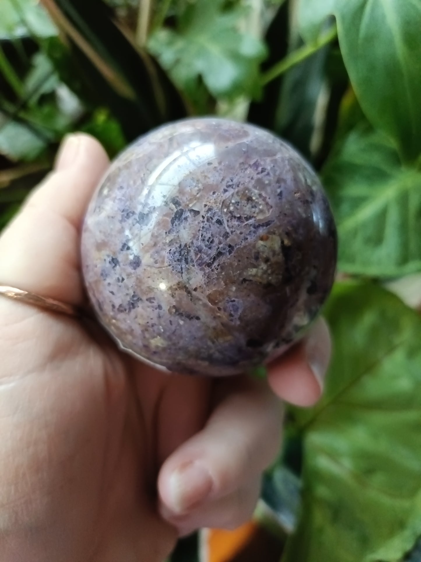 'Chinese Charoite' Silk Root Fluorite Sphere - 354g