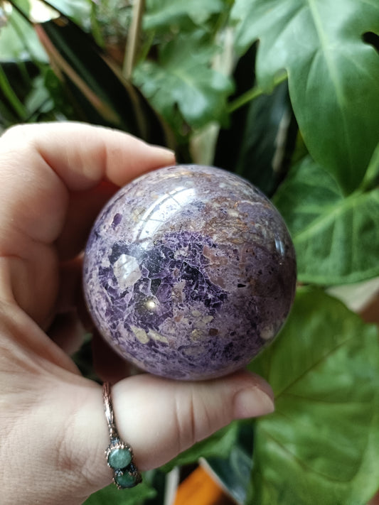'Chinese Charoite' Silk Root Fluorite Sphere - 354g