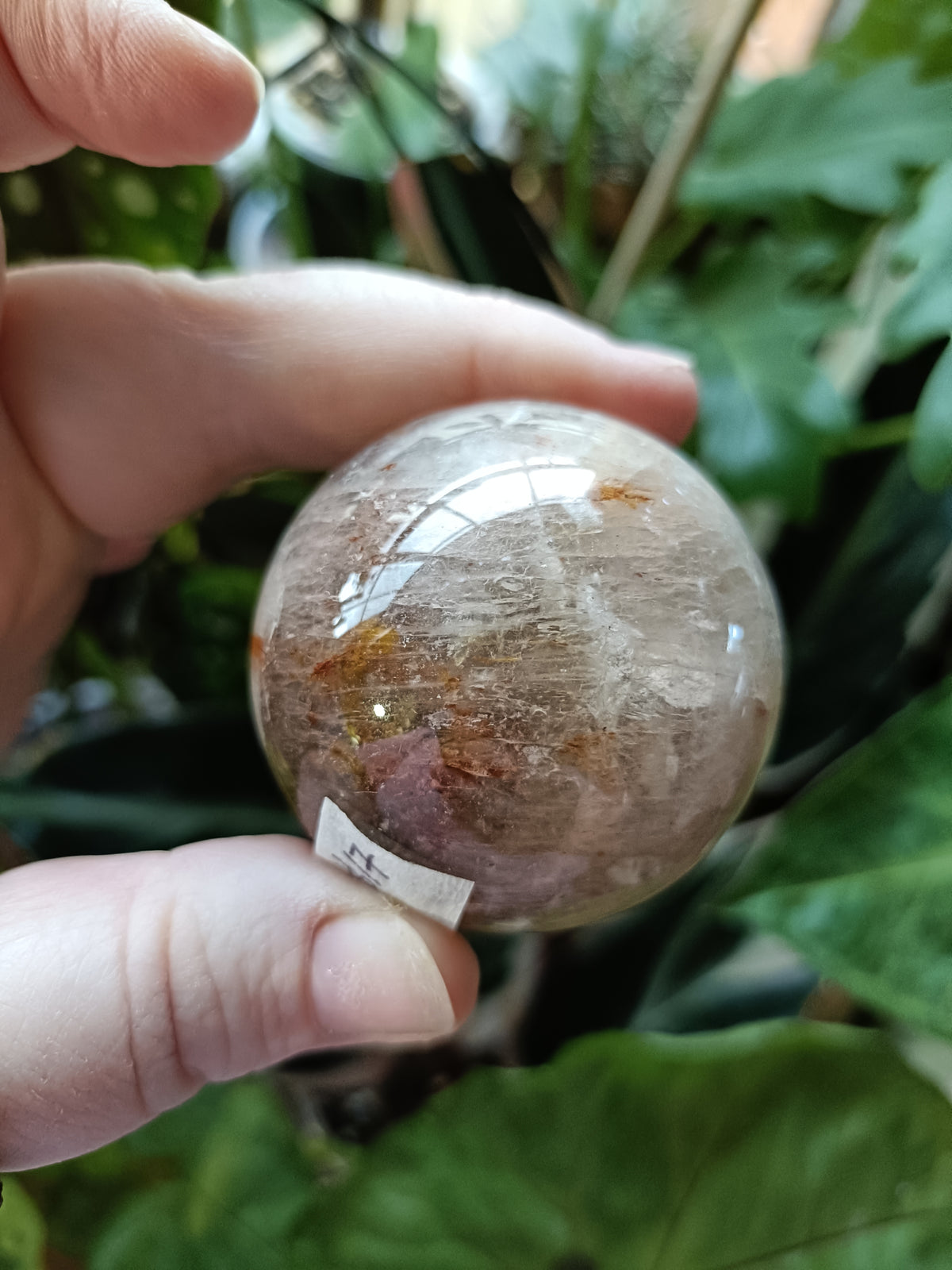 Smokey Quartz with Hematite and Moonstone Inclusions Sphere - 165g