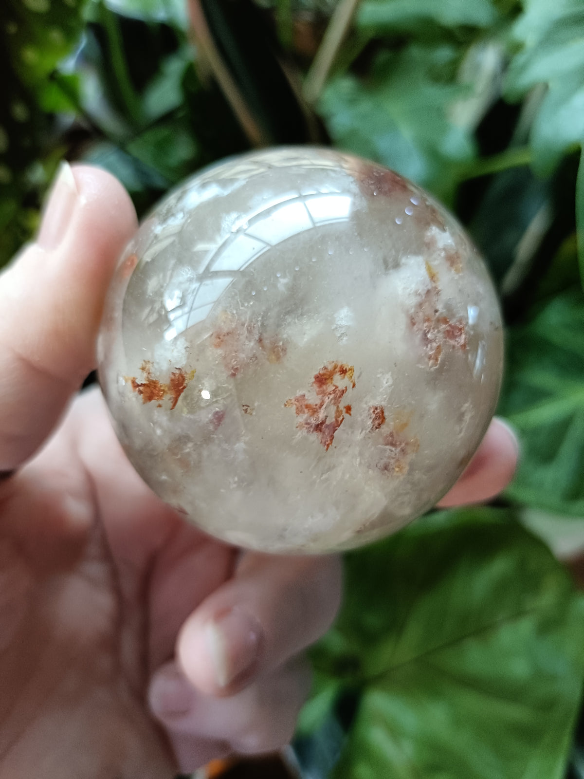 Smokey Quartz with Hematite and Moonstone Inclusions Sphere - 292g