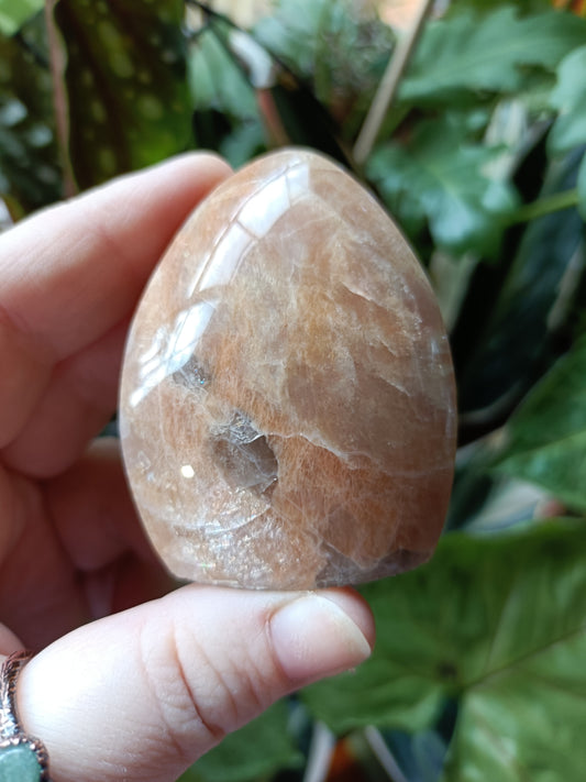 Peach Moonstone & Smokey Quartz Teardrop Carvings - 116g