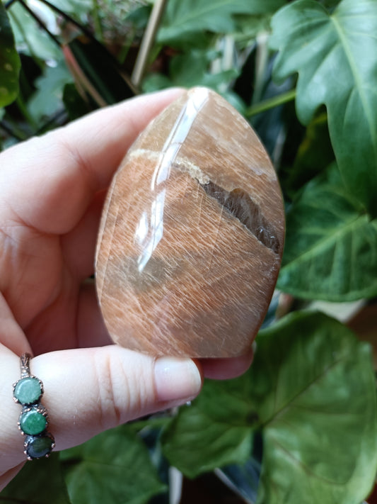 Peach Moonstone & Smokey Quartz Teardrop Carvings - 161g